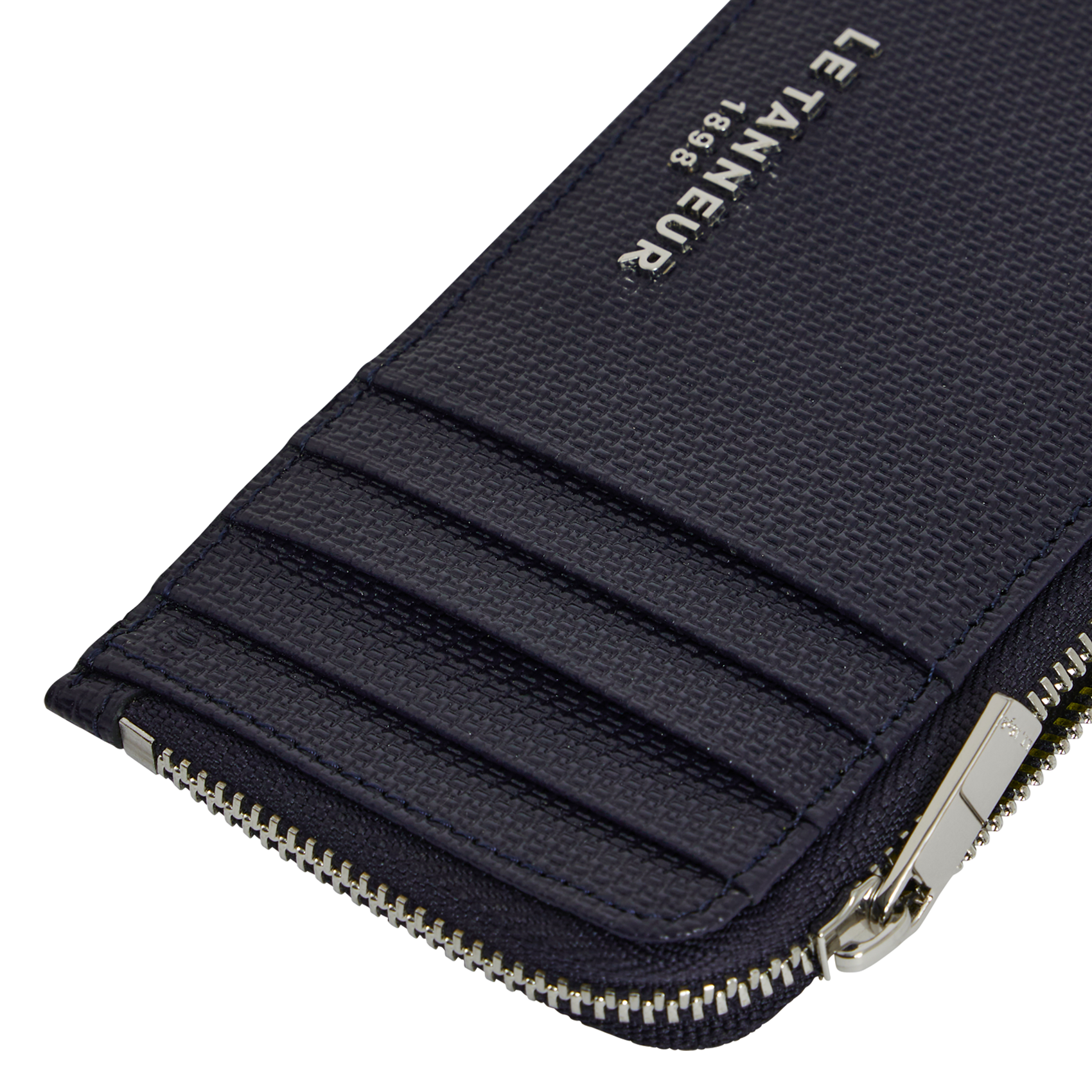 Kartenhalter mit Reißverschluss aus Monogramm-Leder LE TANNEUR Blau