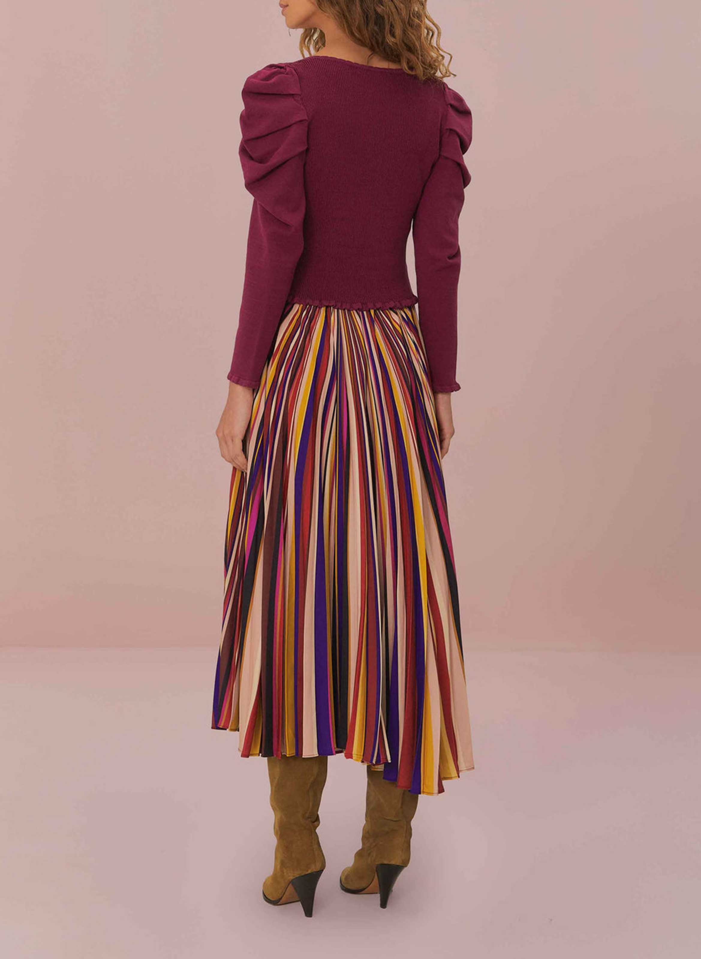 Striped pleated long skirt FARM RIO Multicolored