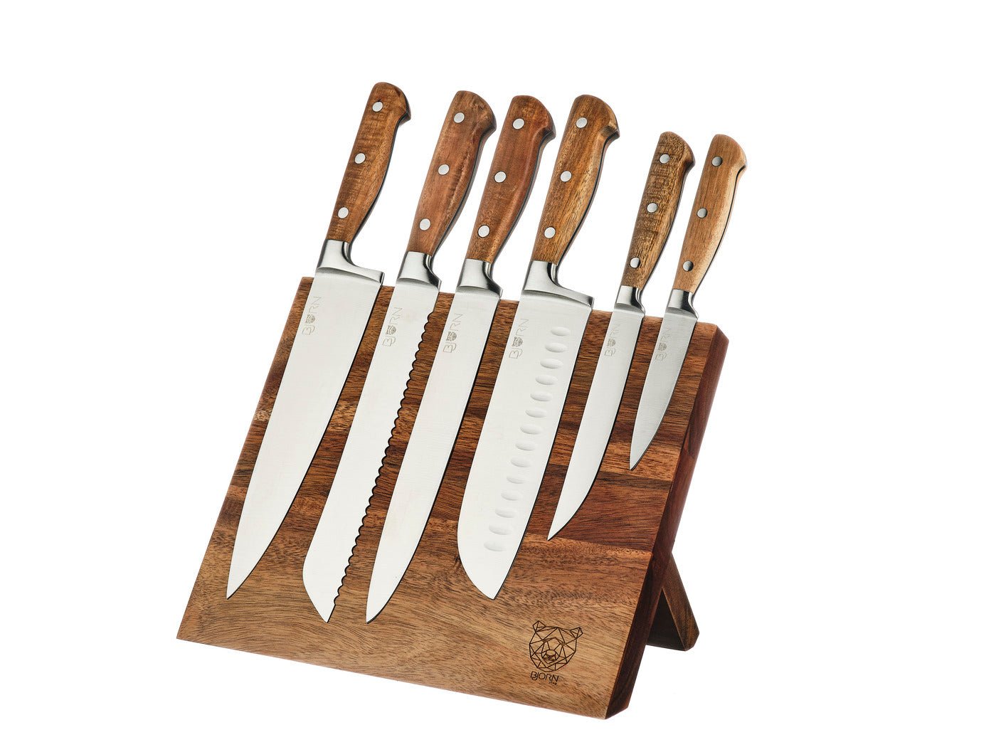 Jakob Vantaa kitchen knife set - 7 pieces BJORN Brown
