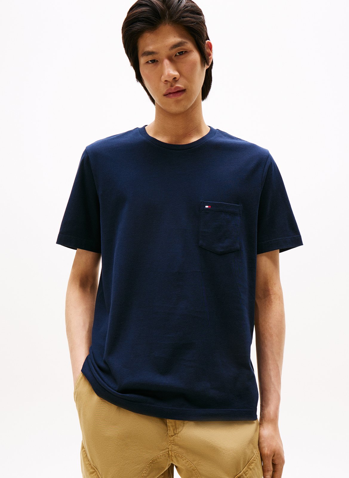 Tee-shirt col rond en coton TOMMY HILFIGER Bleu