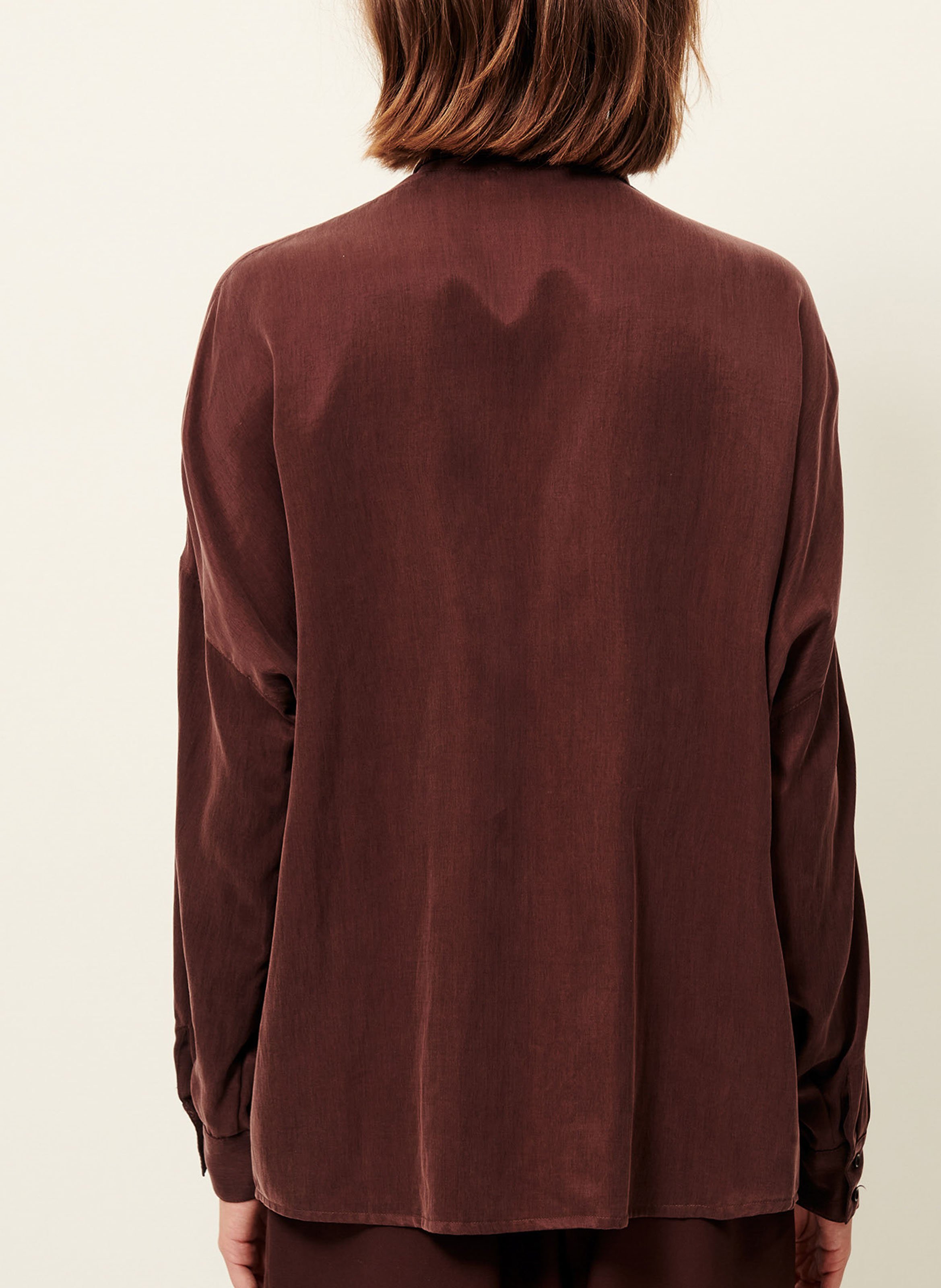 Chemise col classique satinée  SESSUN Marron