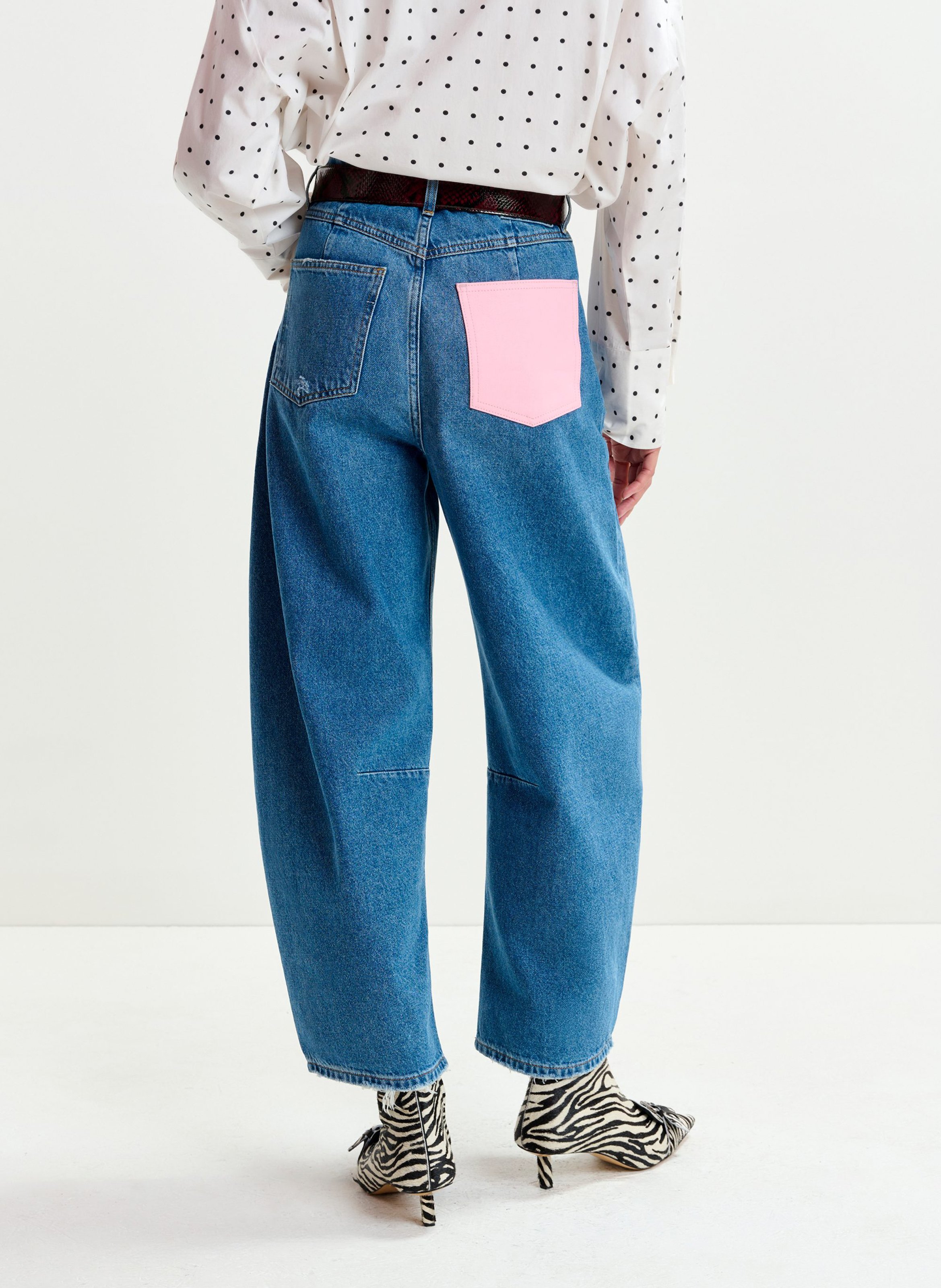 Jean ballon taille haute fantaisie ESSENTIEL ANTWERP Bleu