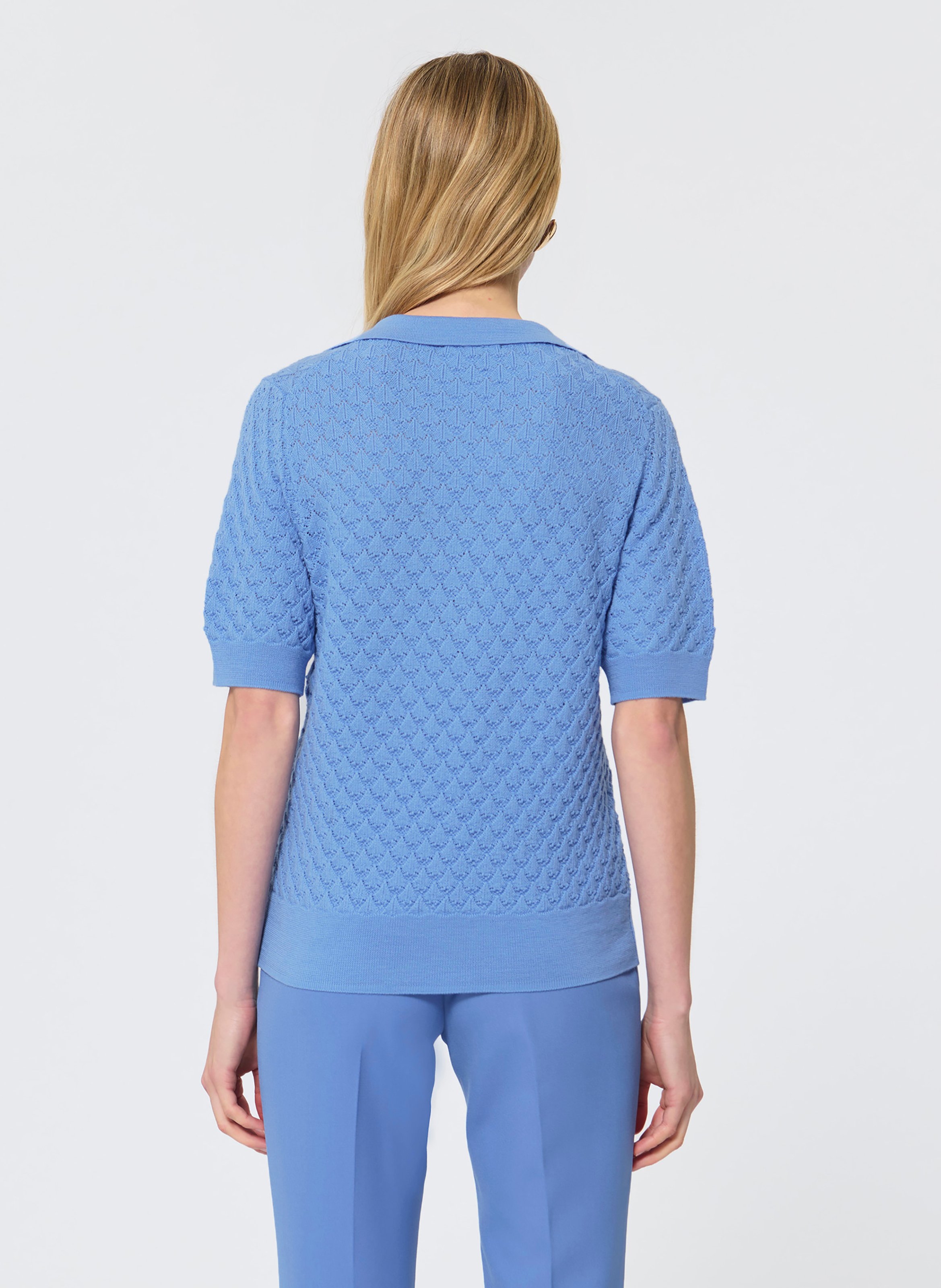 Pull polo en maille fantaisie TARA JARMON Bleu