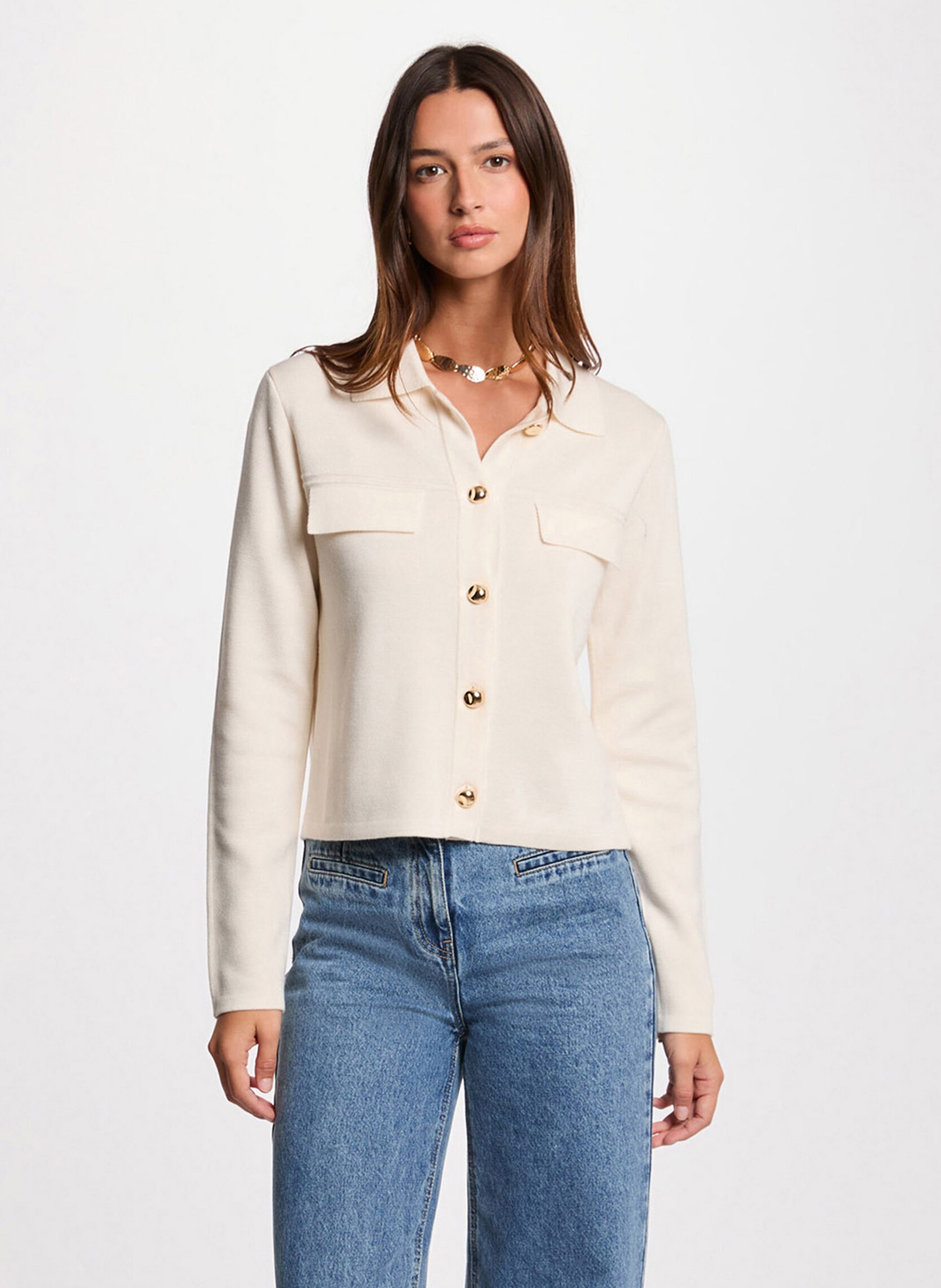 Cardigan with classic collar MORGAN
