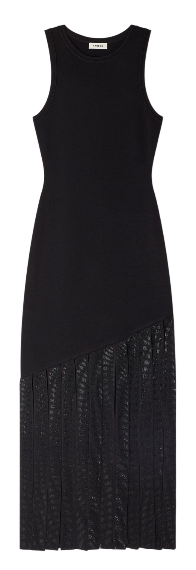 Lange jurk met ronde hals SANDRO Zwart