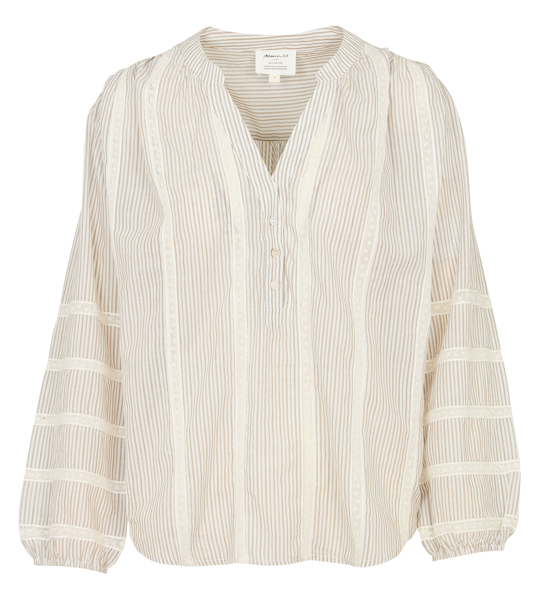 V-neck cotton blouse MAISON 123 Grey
