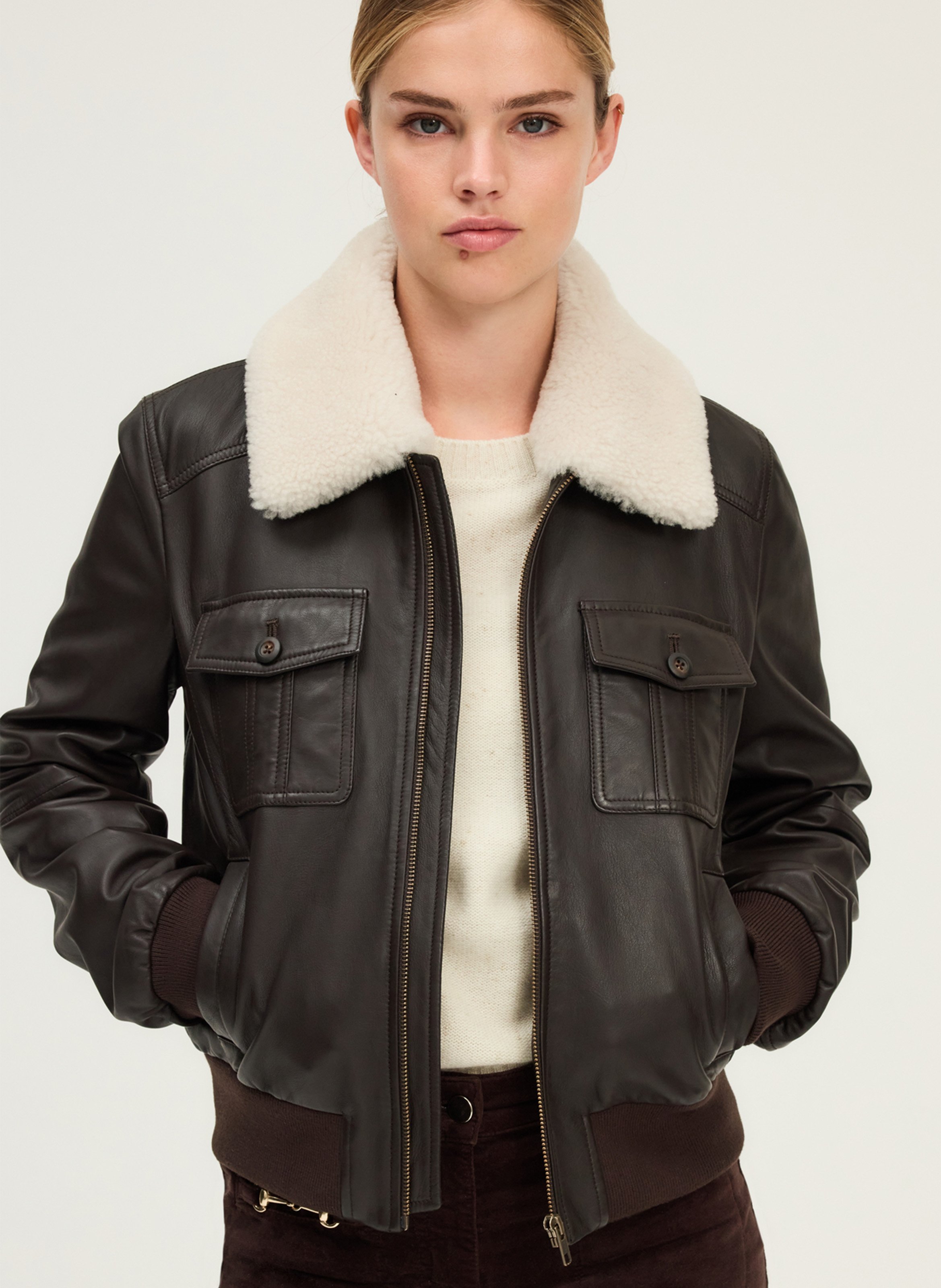 Blouson en cuir PABLO Marron