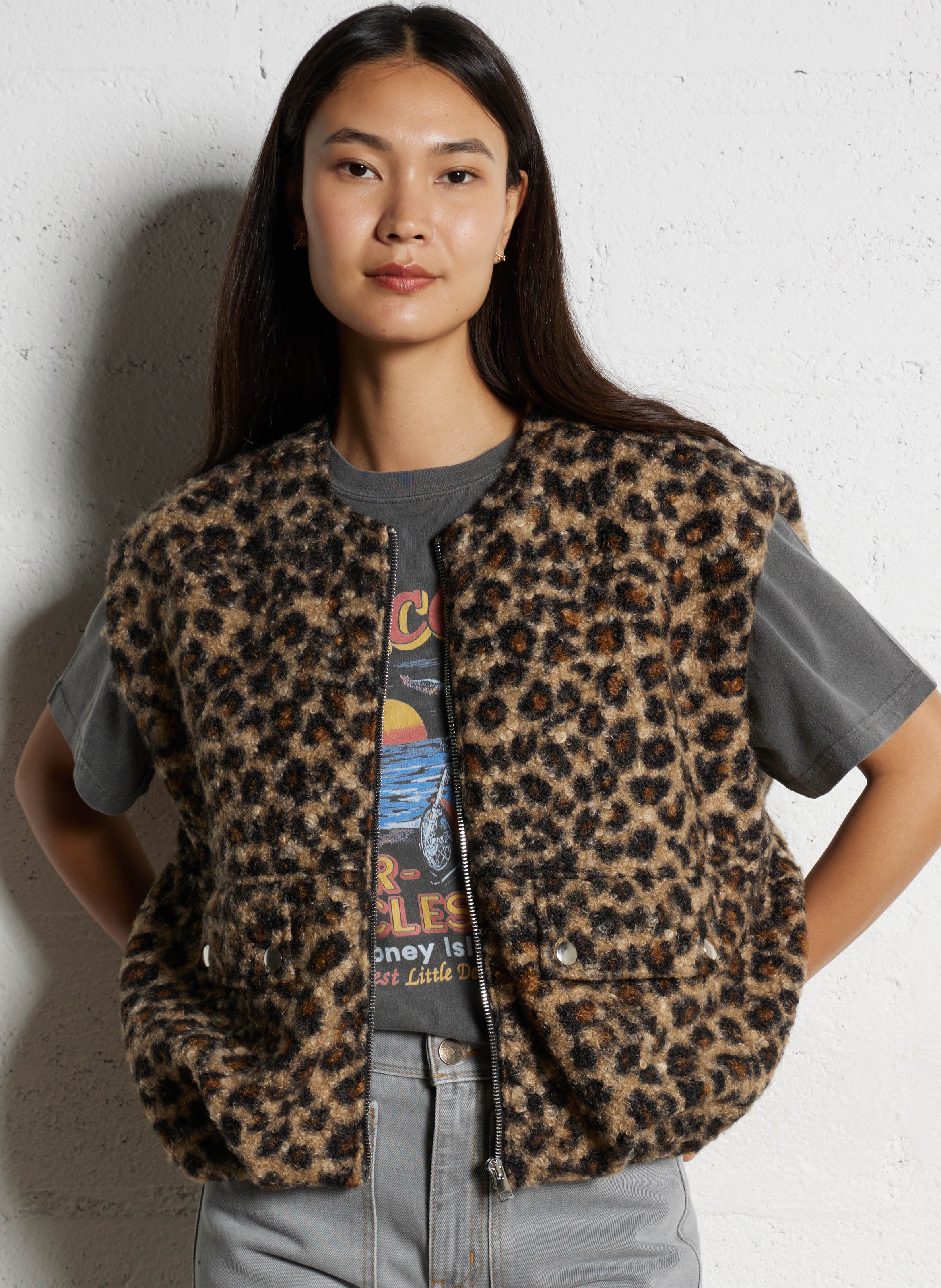 Veste oversize sans manches imprimée PLEASE Multicolore