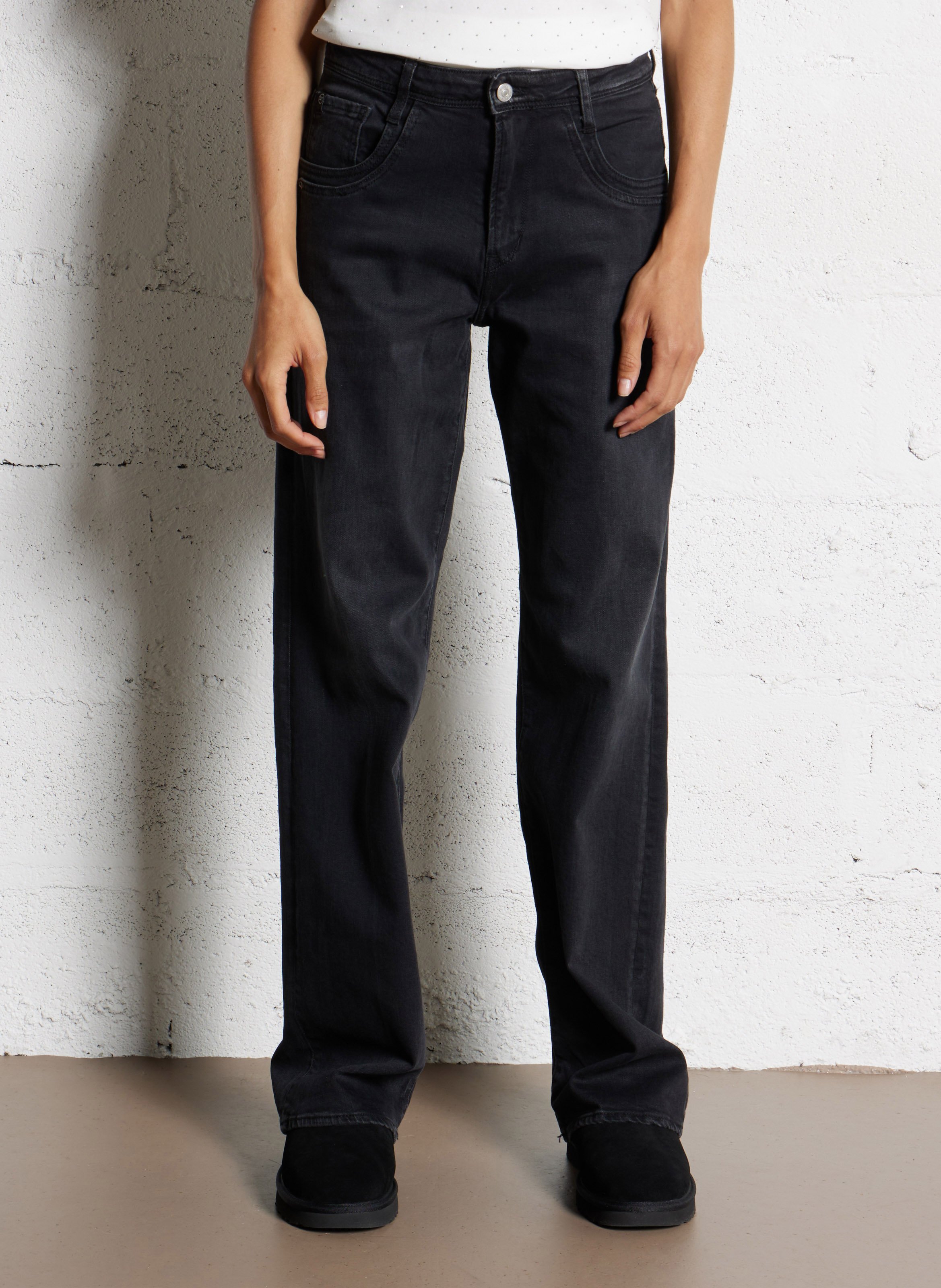 Jean large en coton mélangé LE TEMPS DES CERISES Noir