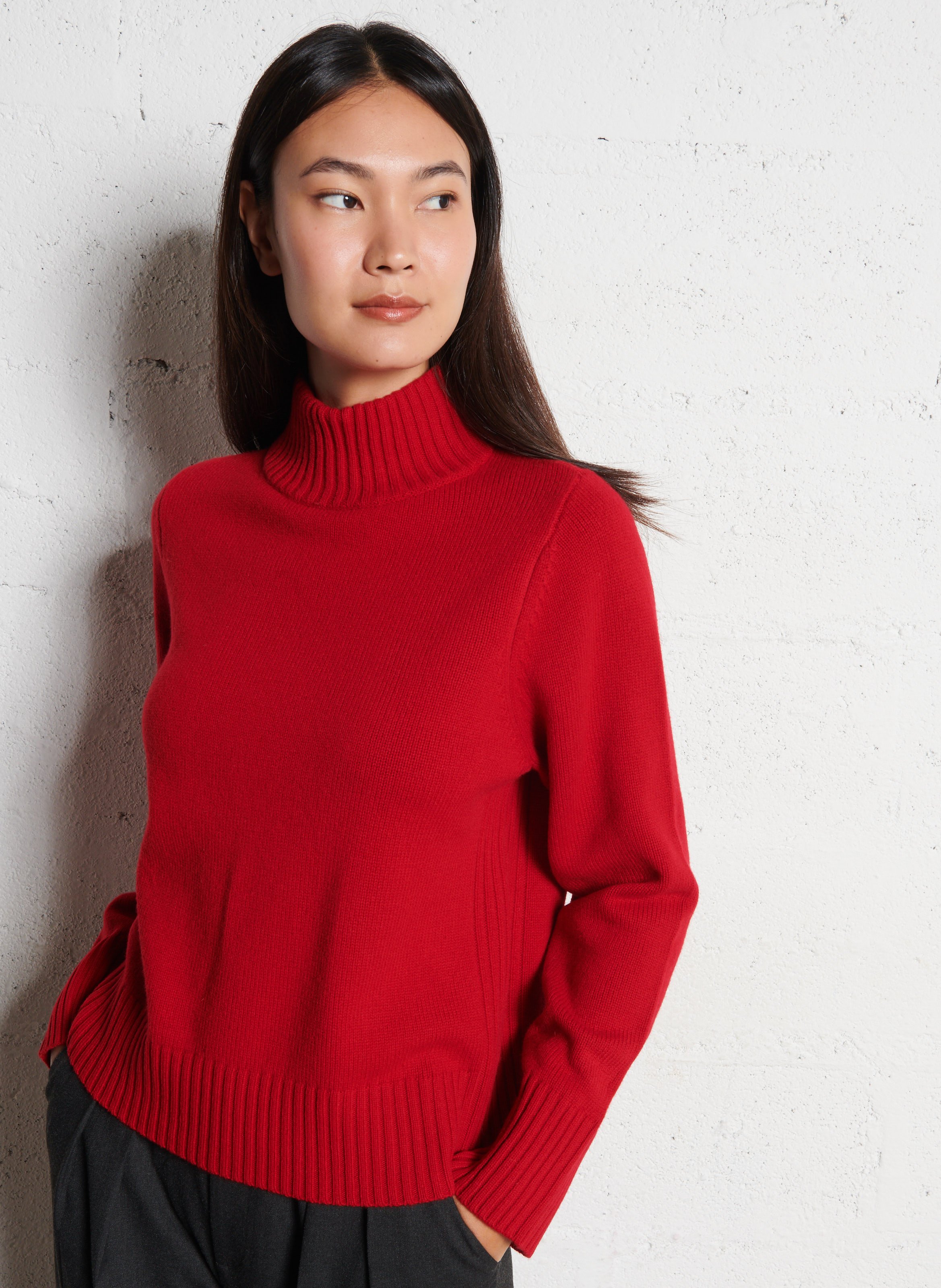Merino wool regular fit sweater with high collar PETITE MENDIGOTE