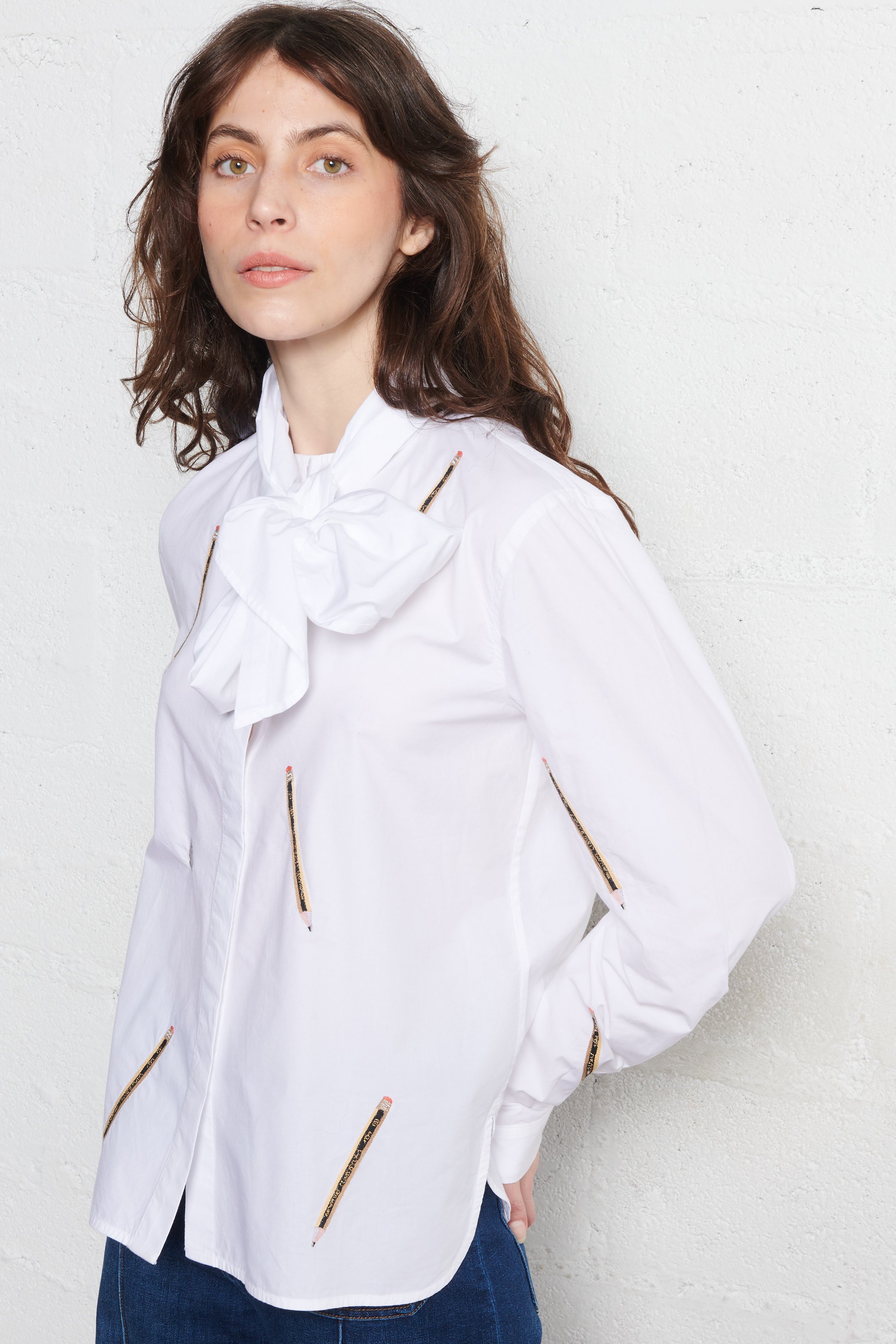 Oversize Bio-Baumwollhemd mit Rundhalsausschnitt STELLA NOVA Weiss