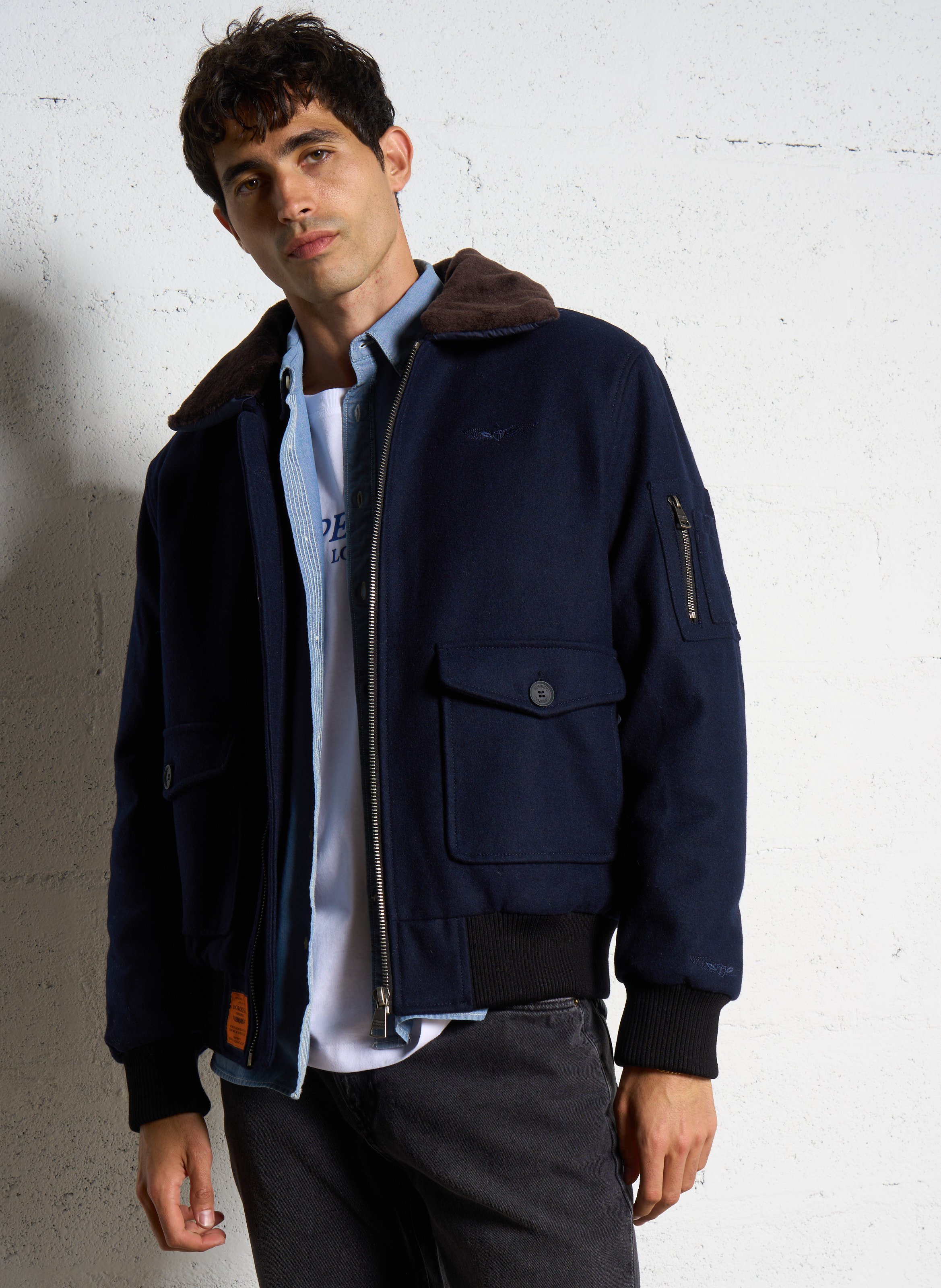 Pilotenjack | wolblend BOMBERS ORIGINAL Blauw