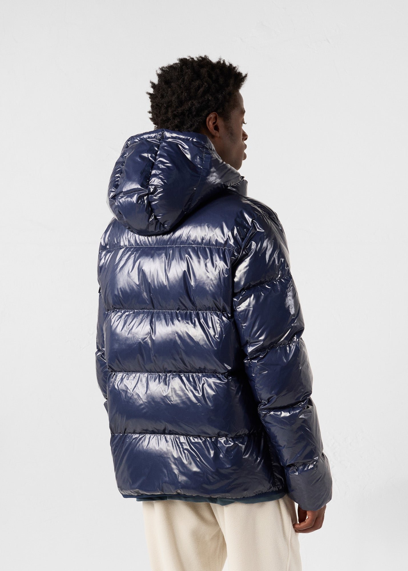 Laquered hooded down jacket for extreme cold - Java JOTT Blue