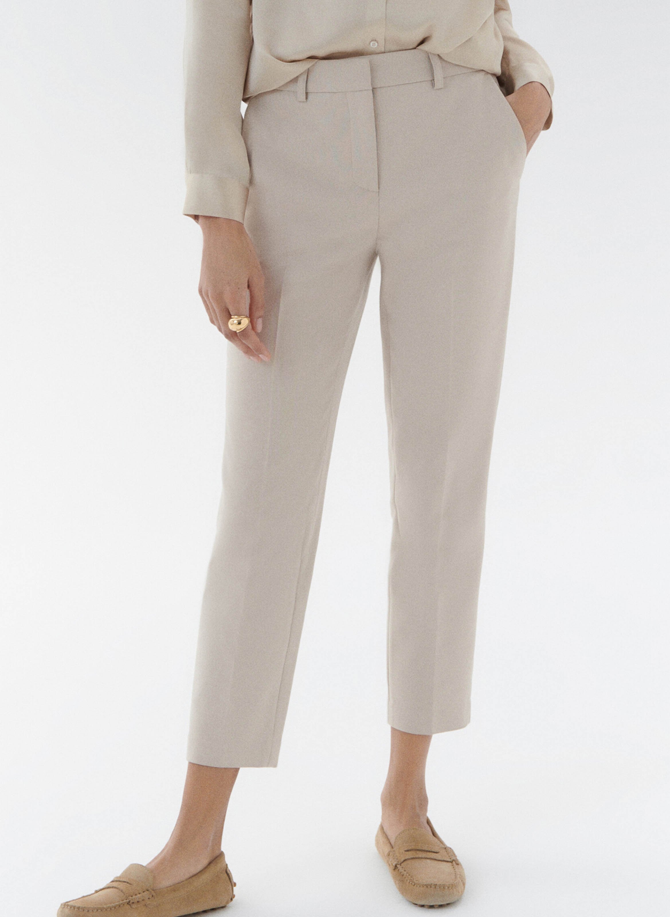 Tapered cotton-blend pants CAROLL Beige