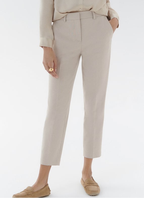 Ahusado Pantalón ahusado de mezcla de algodón Beige Caroll - Mujer | Place des ...