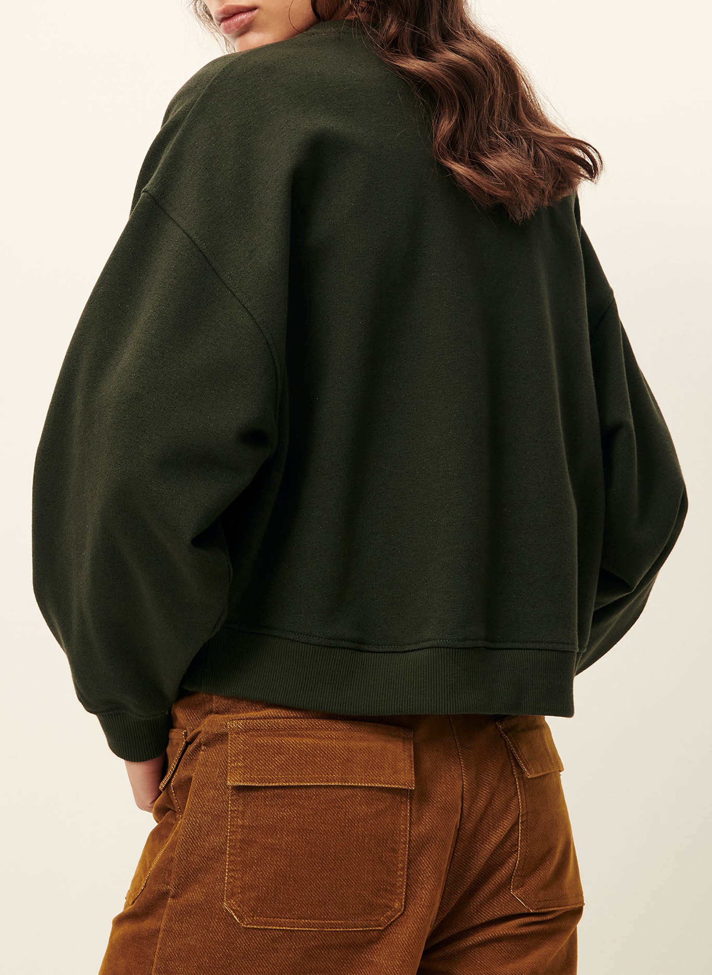 Sweat oversize col rond en coton mélangé SESSUN Marron