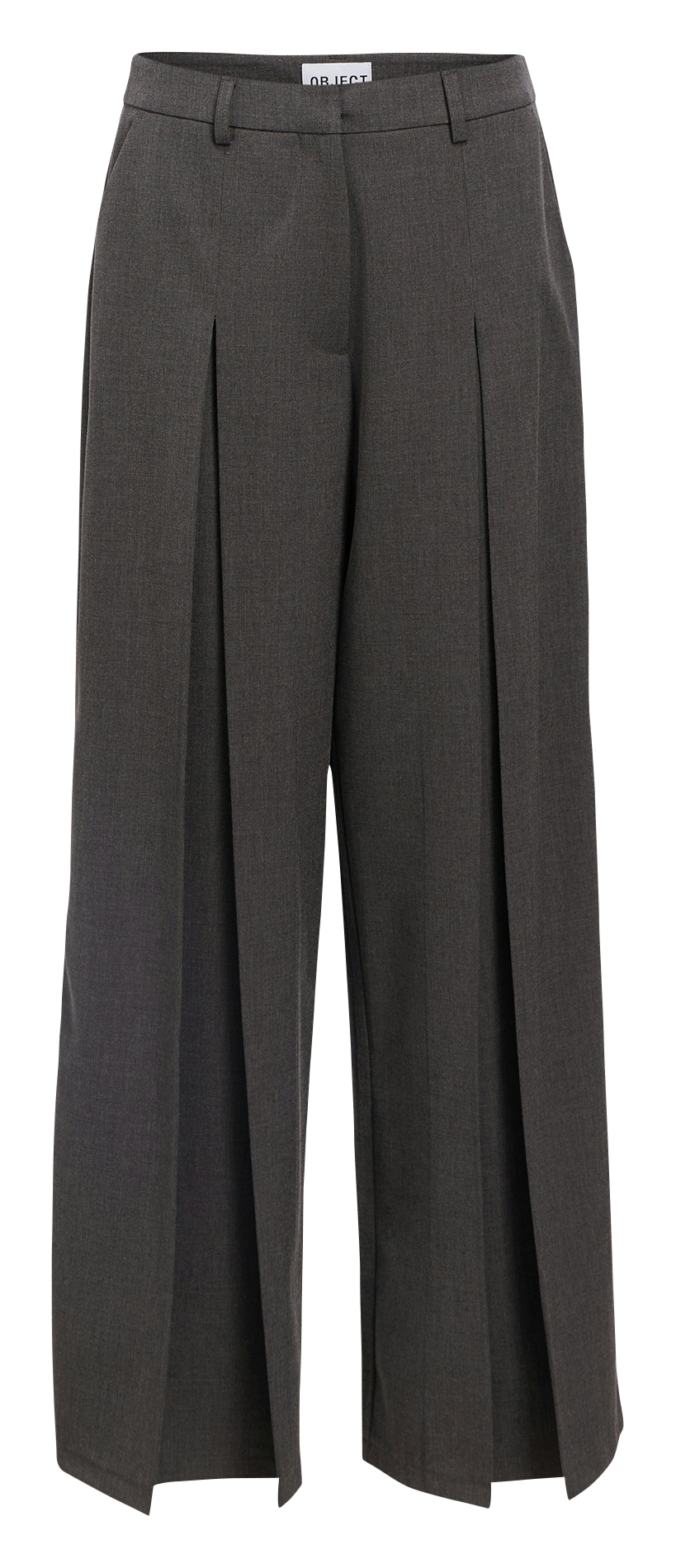 Wide plain pleated trousers OBJECT Grey