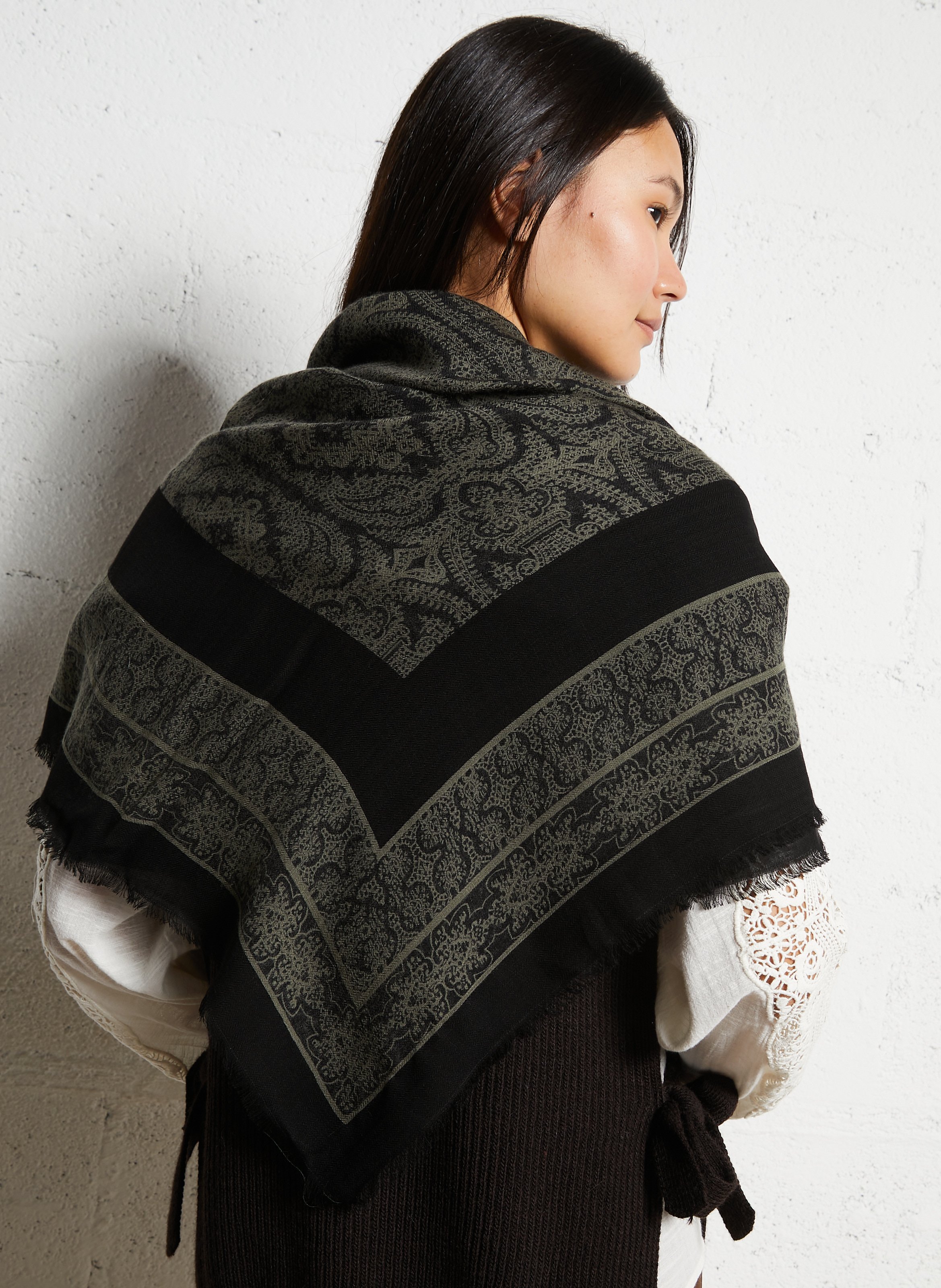 Bedruckter Foulard aus Wolle MAISON 123 Schwarz