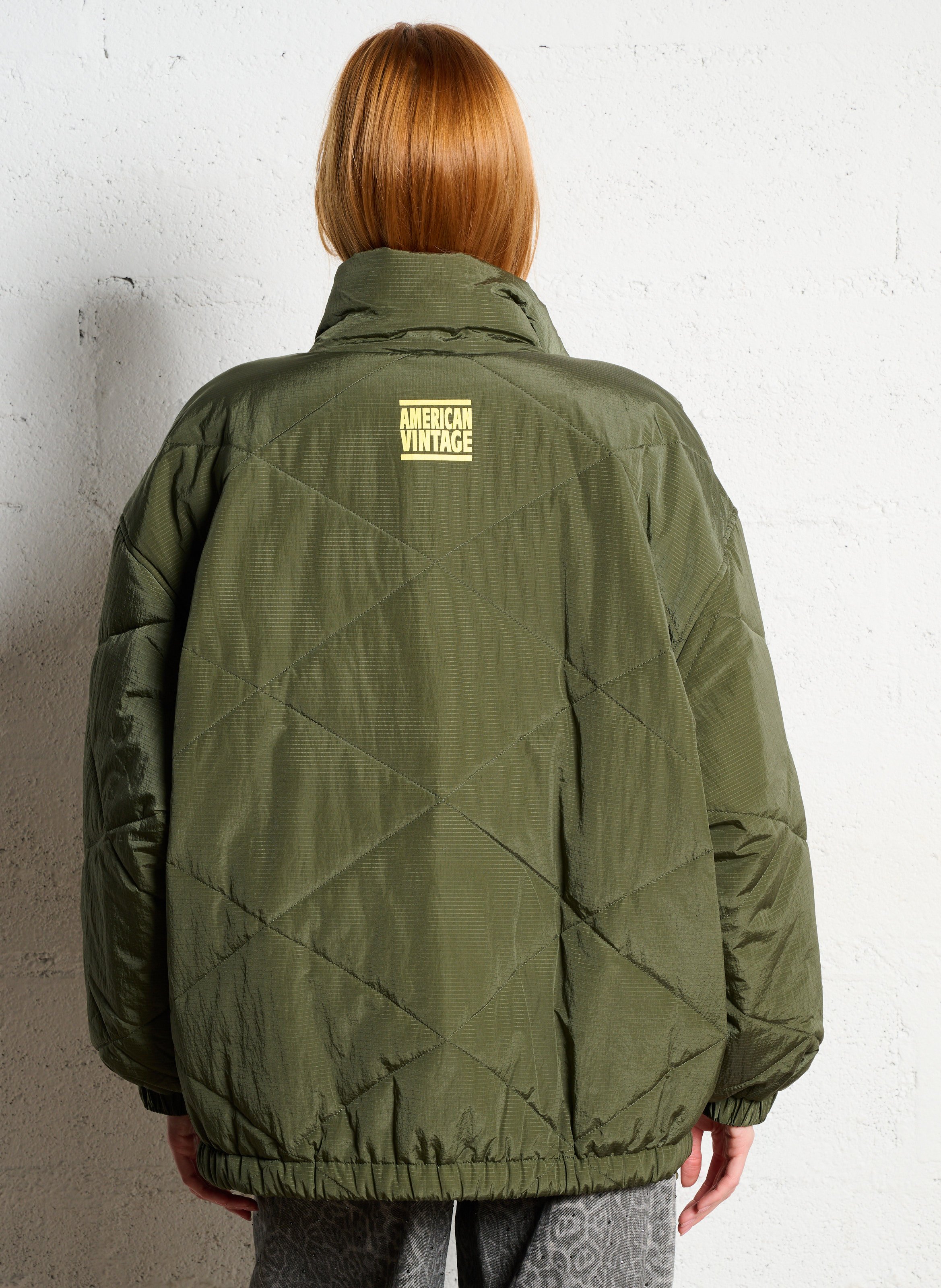 Oversized donsjack met opstaande kraag AMERICAN VINTAGE Groen