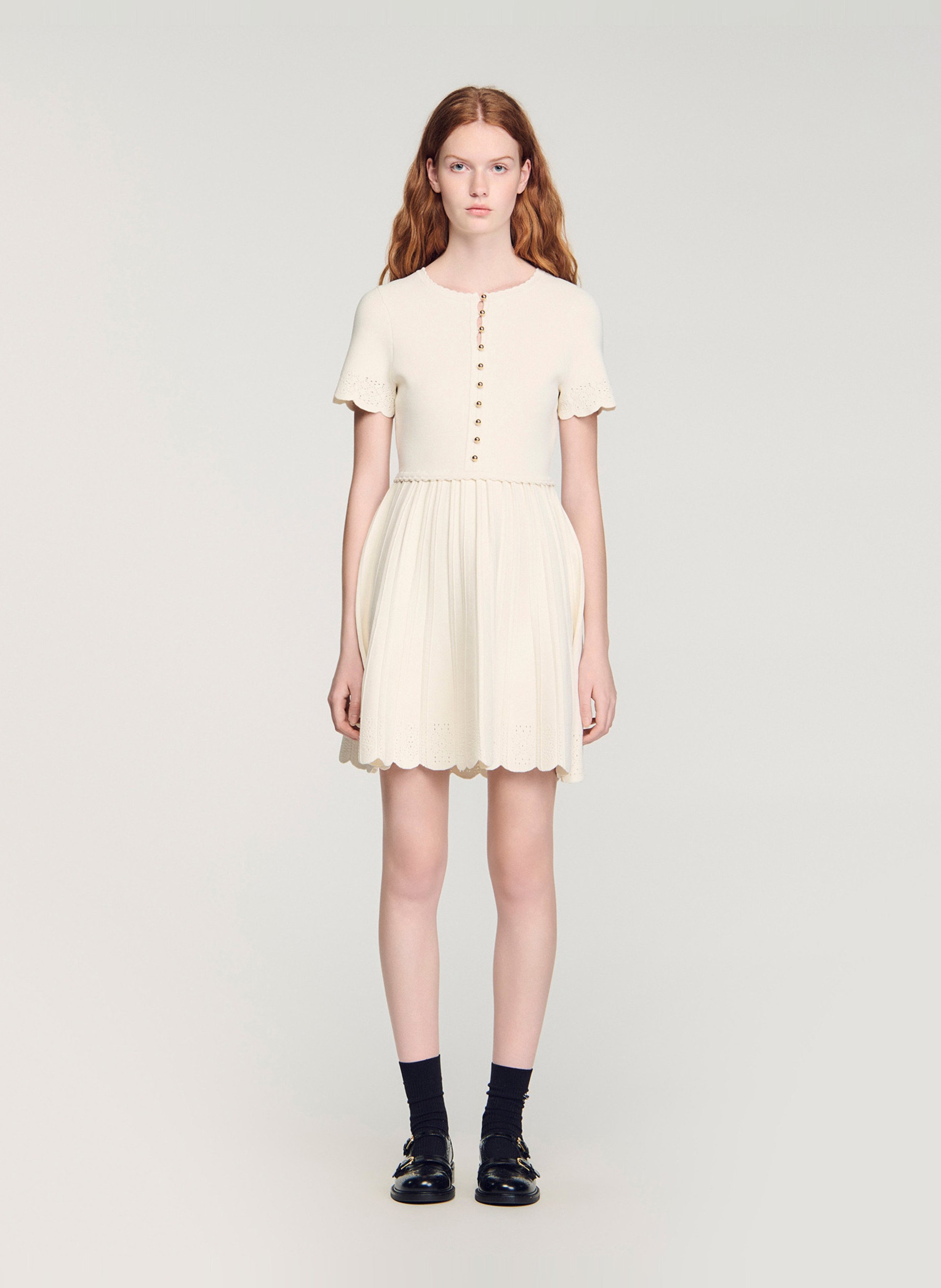 Robe midi col rond SANDRO Beige