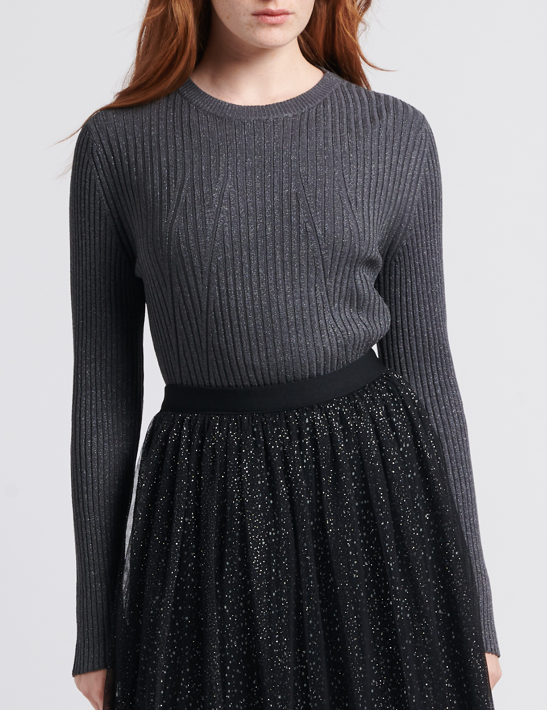 Pull moulant à col rond OBJECT Gris