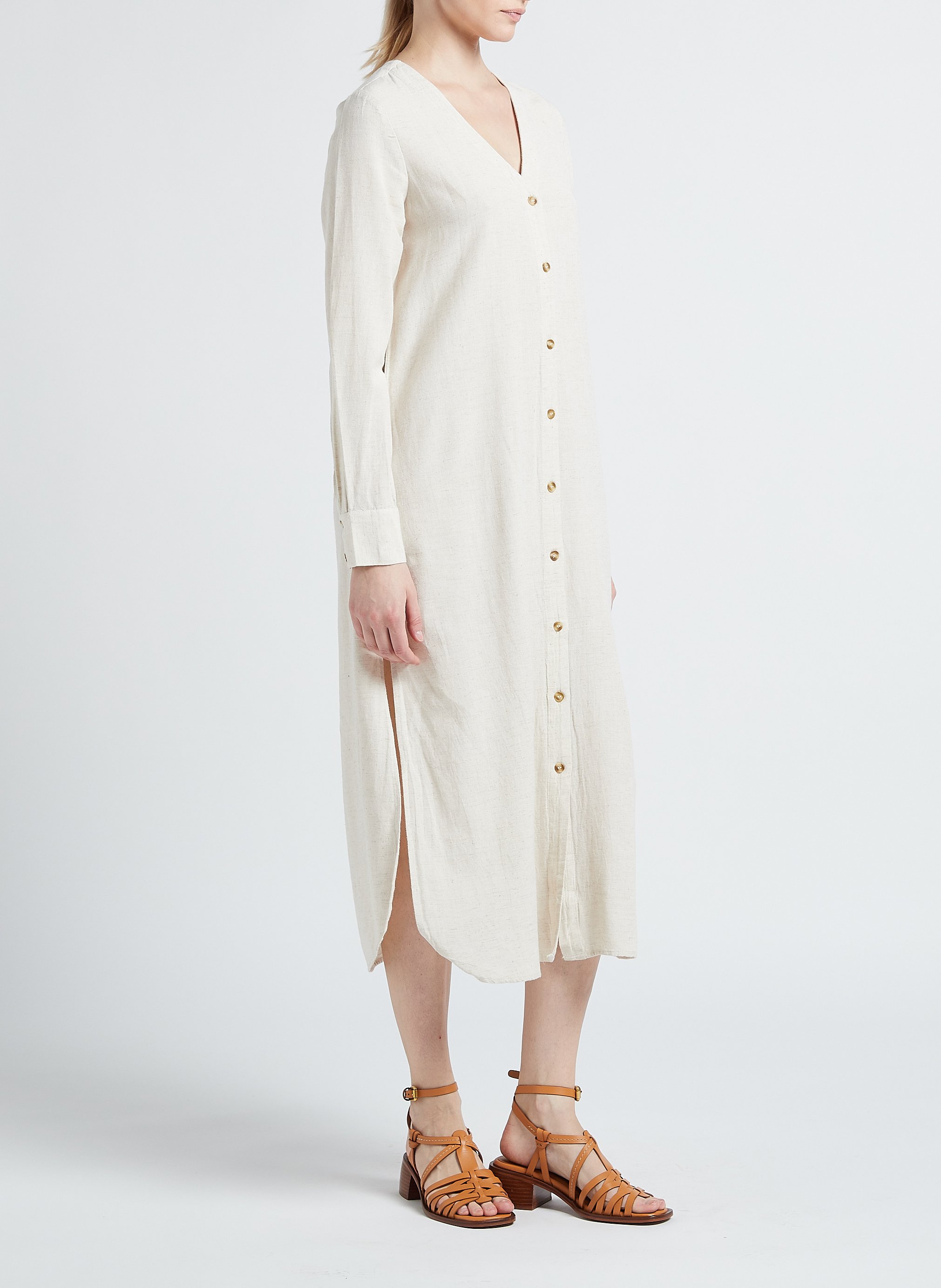 Maxikleid mit V-Ausschnitt VILA Beige