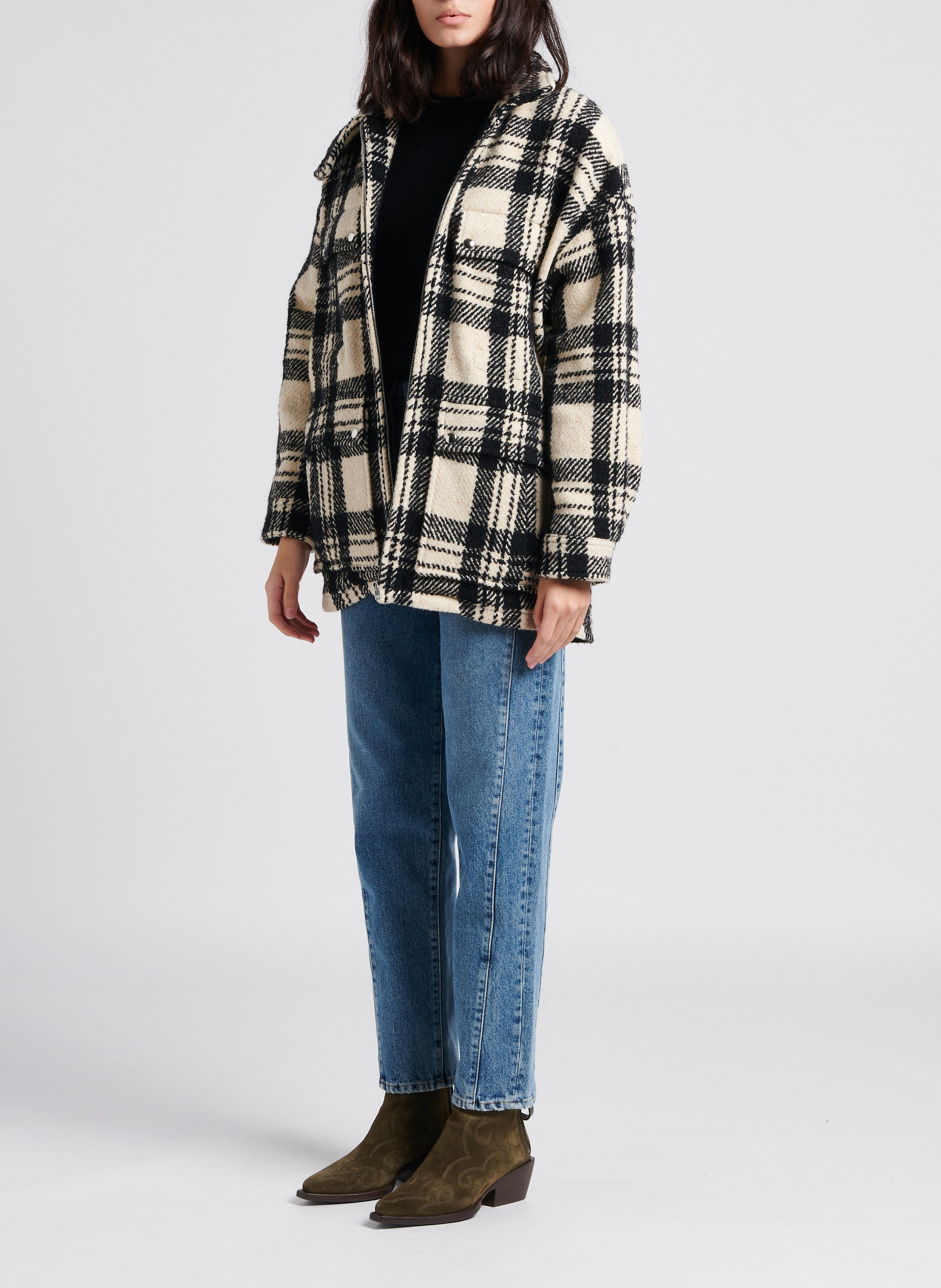 Manteau col montant en laine mélangée  IRO Noir