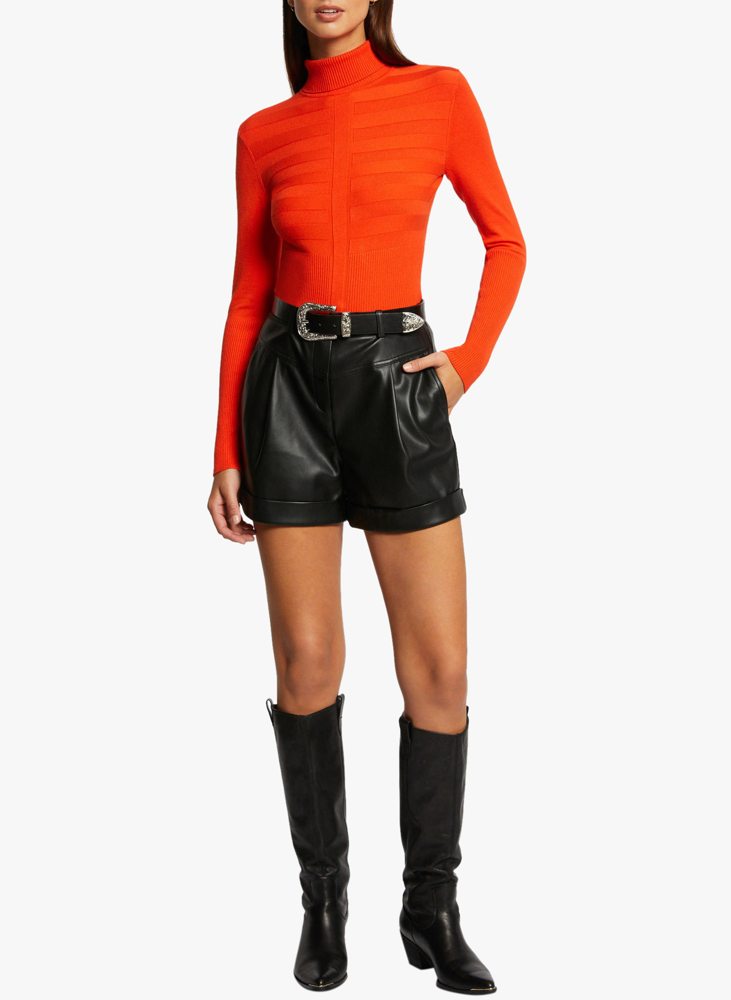 Pull col roulé MORGAN Orange