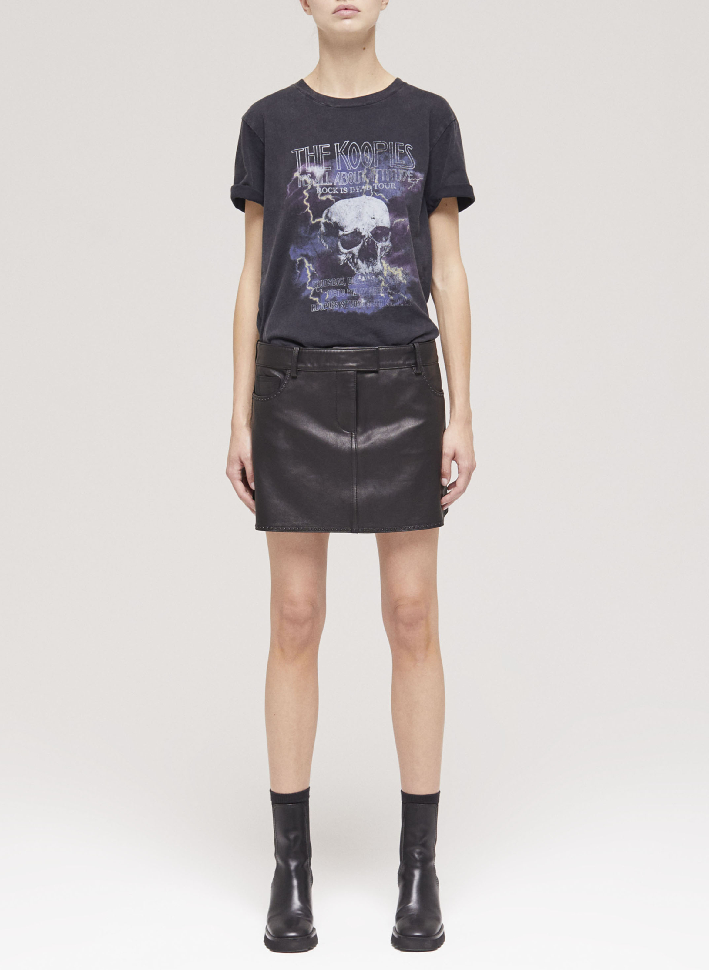 Short leather skirt THE KOOPLES Black