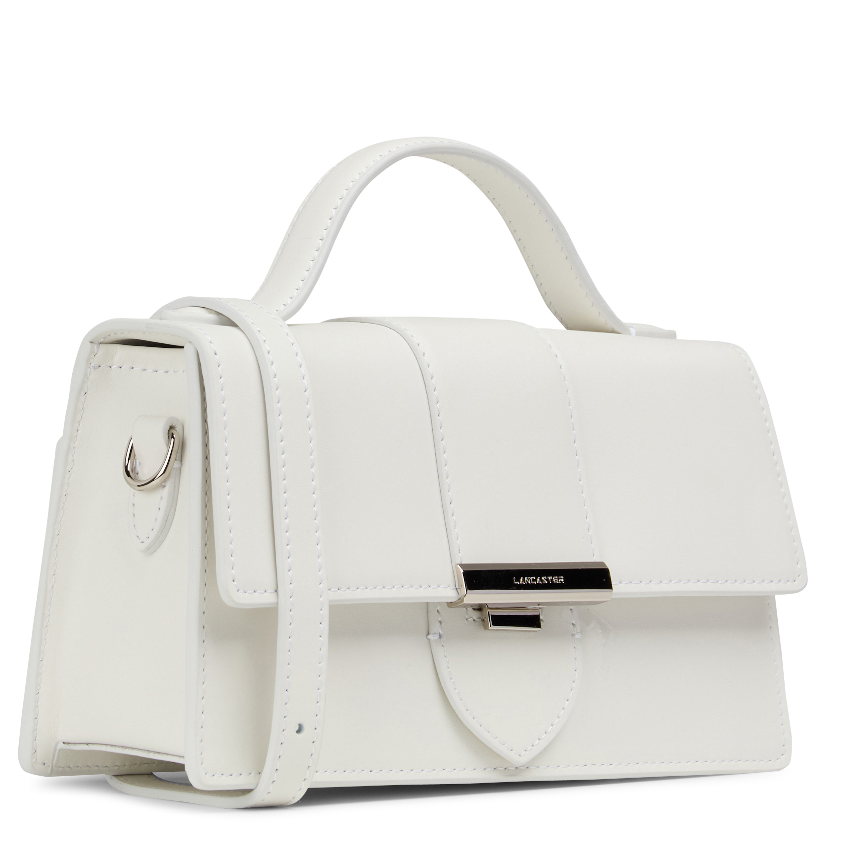 Bowlingtasche aus genarbtem Leder mit Reißverschluss LANCASTER PARIS Weiss