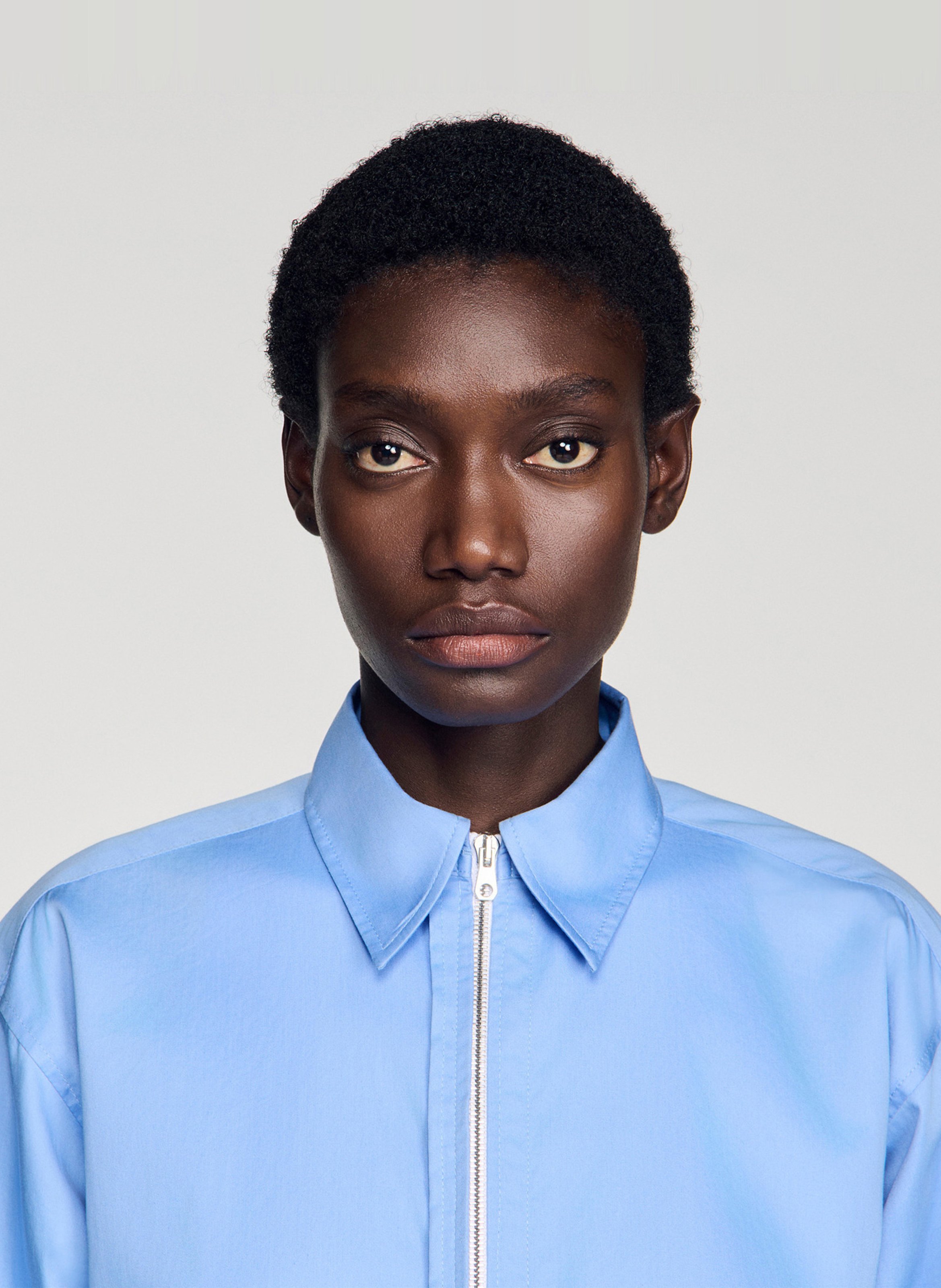 Short solid zip-up shirt SANDRO Blue