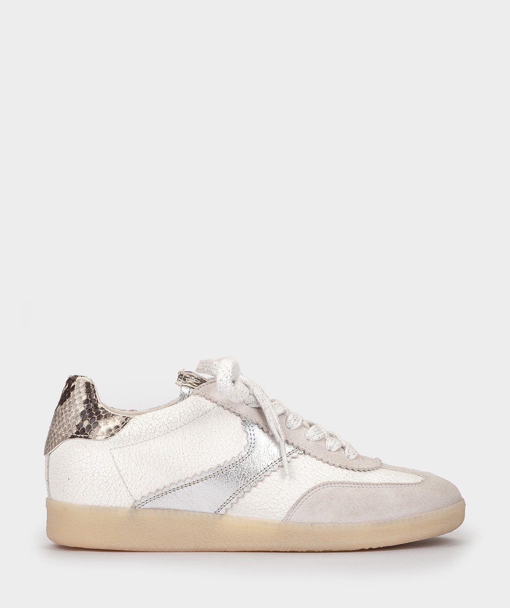 Leather crackled sneakers with snake skin effect PEDRO MIRALLES White