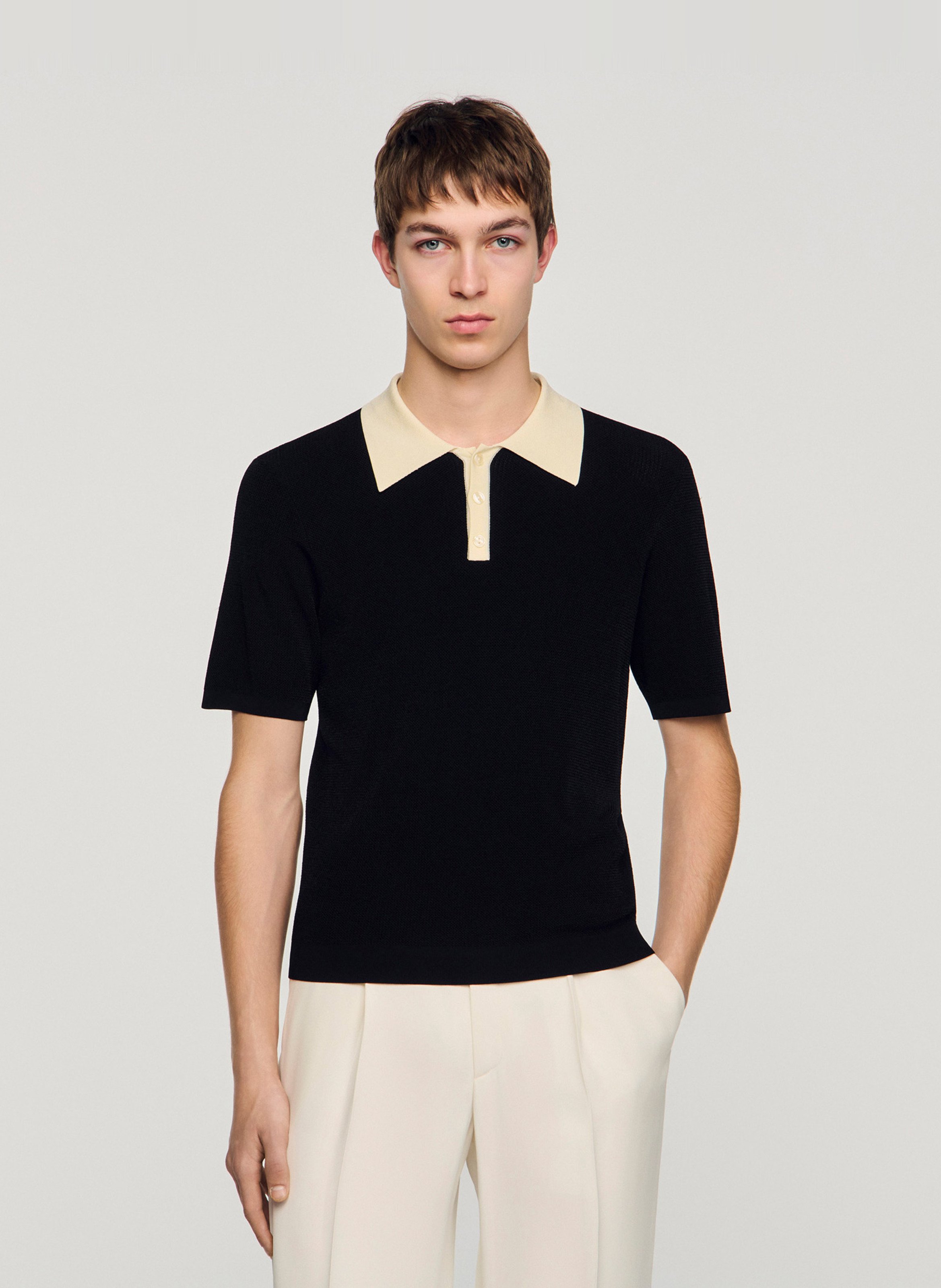 Polo en maille  SANDRO Noir