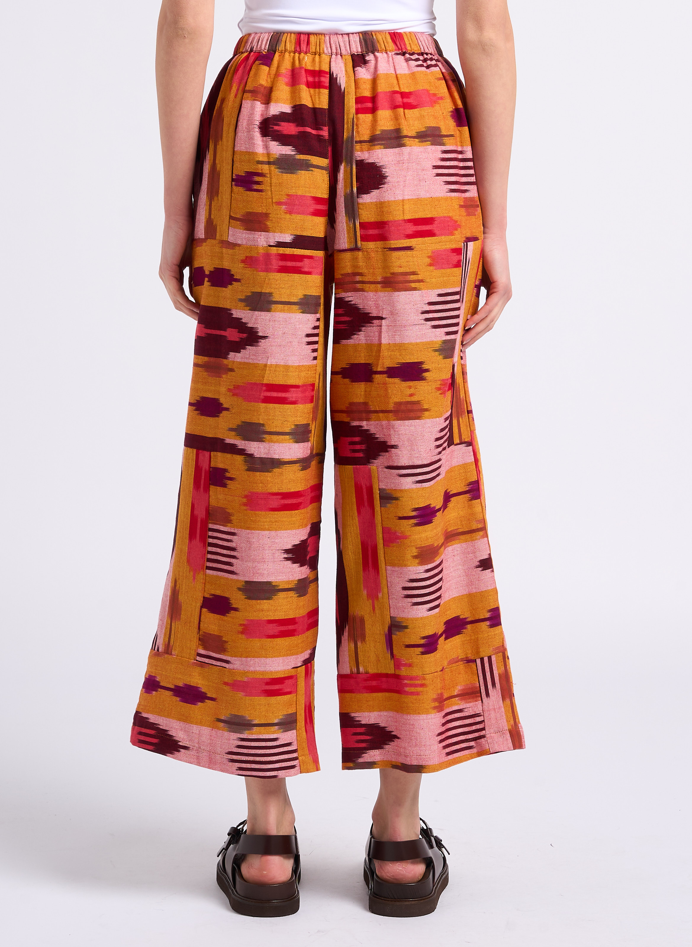 Pantalon large jacquard en coton V DE VINSTER Jaune