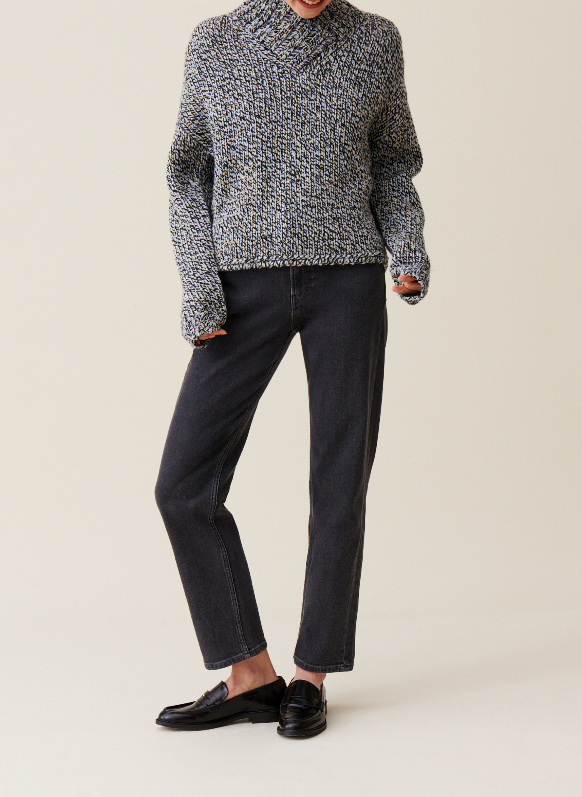 Grober Strickpullover aus Wollmischung CLAUDIE PIERLOT Grau