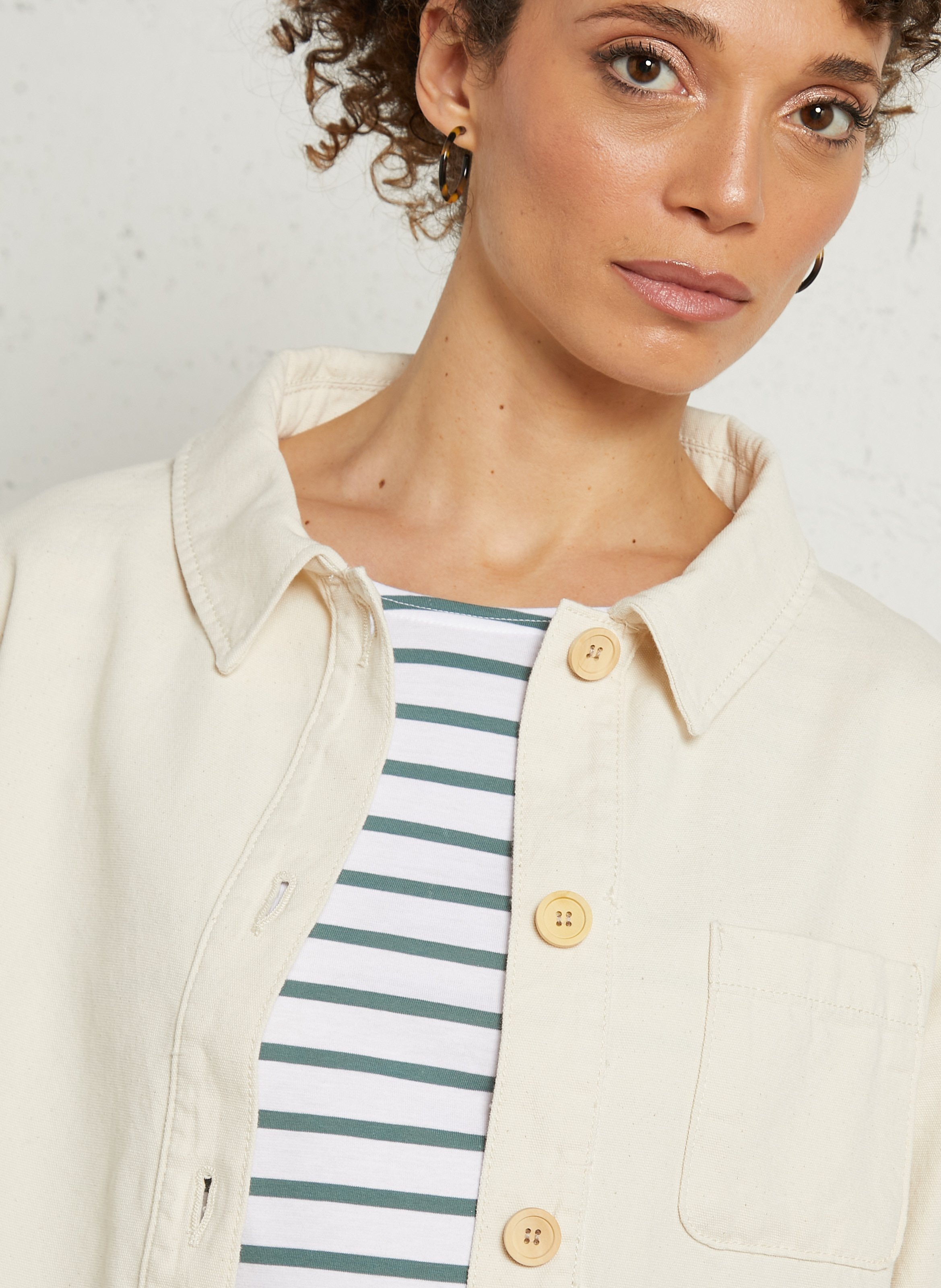 Veste droite à poches unie en coton ARMOR LUX Beige