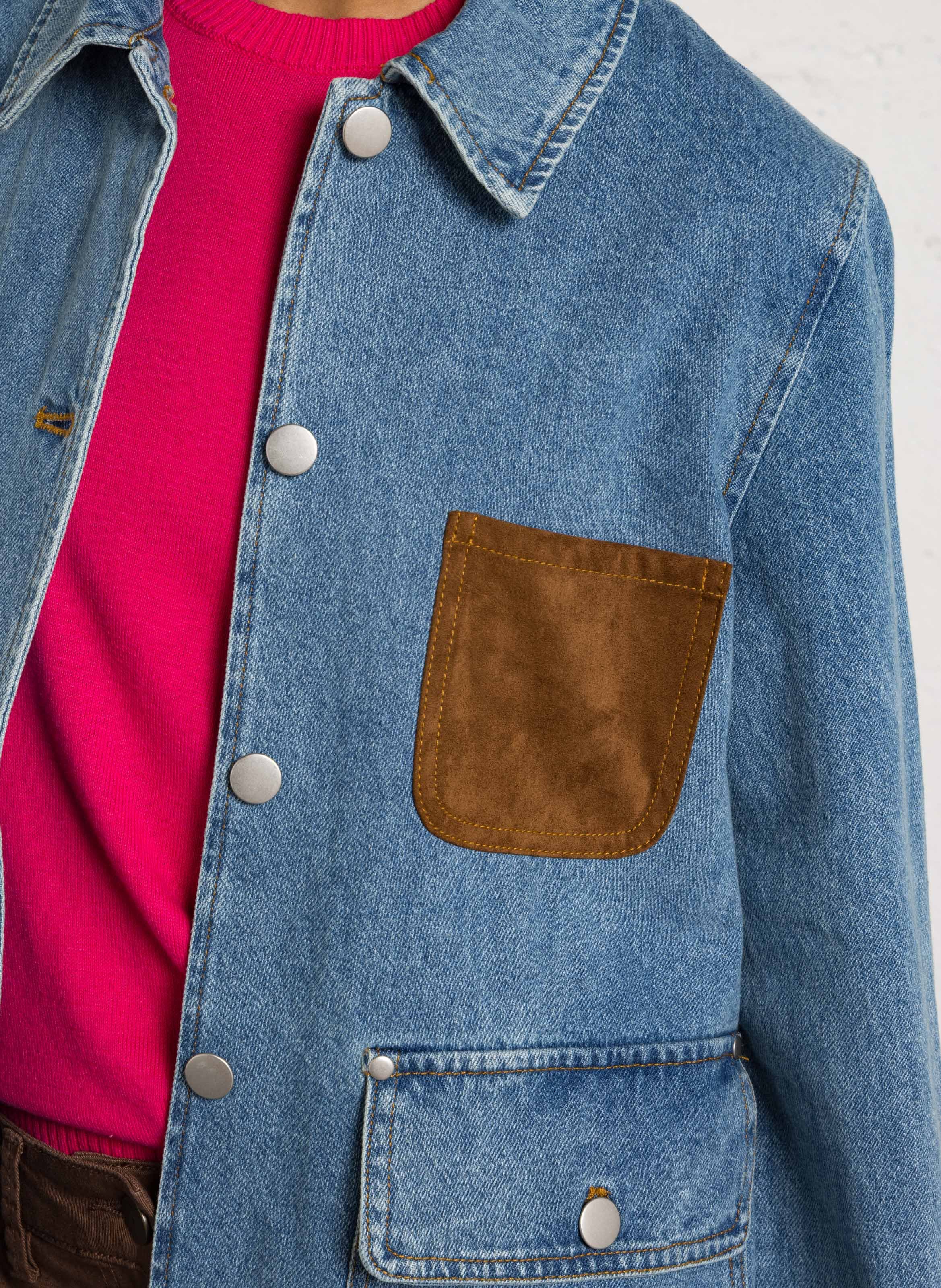 Veste en jean droite en coton SUD EXPRESS Bleu