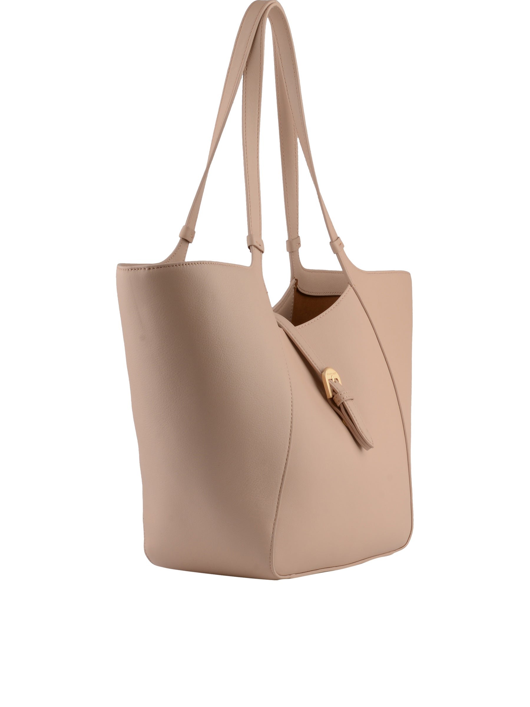 Cowhide leather tote bag POURCHET Pink