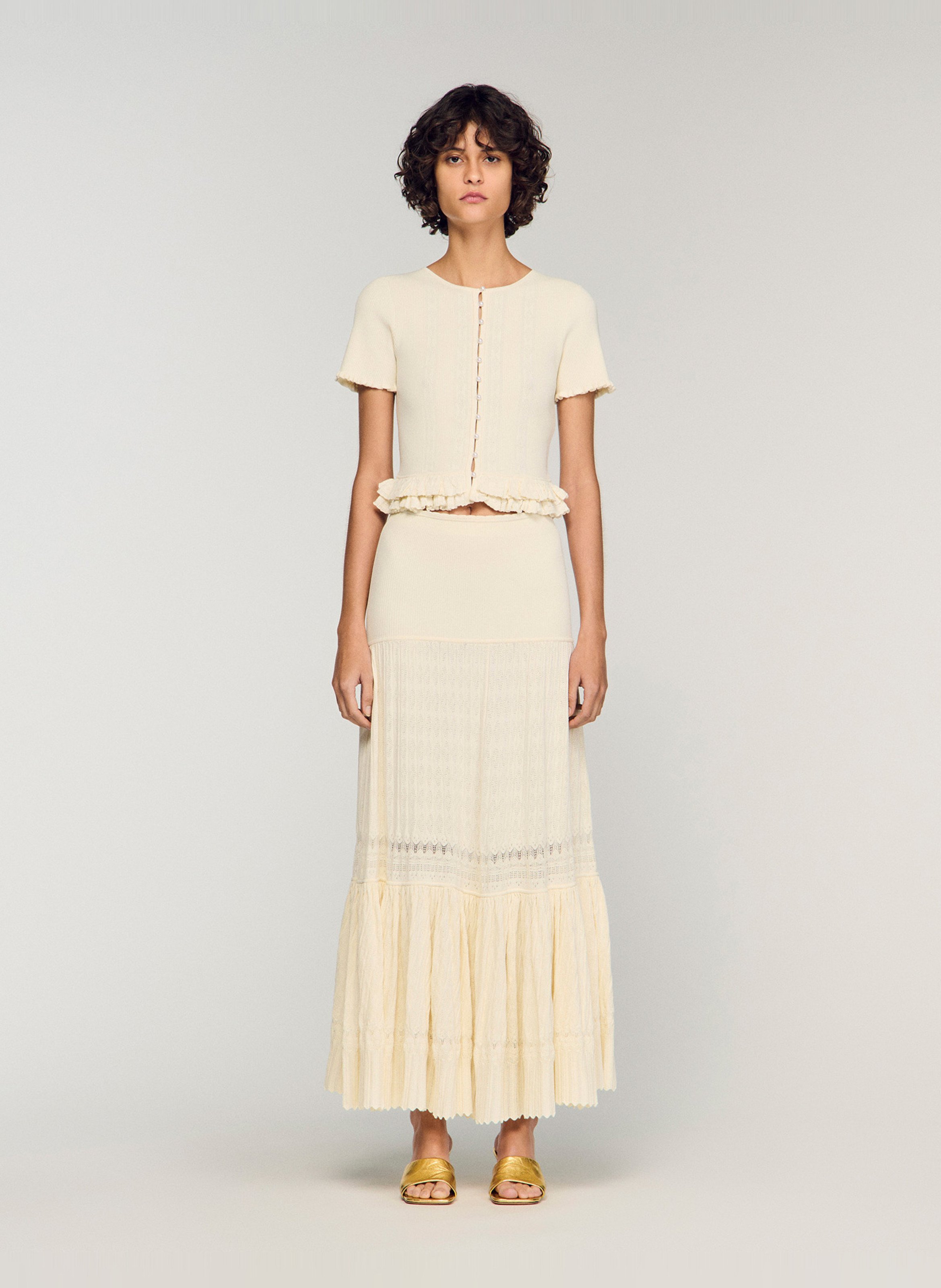 Jupe longue  SANDRO Beige