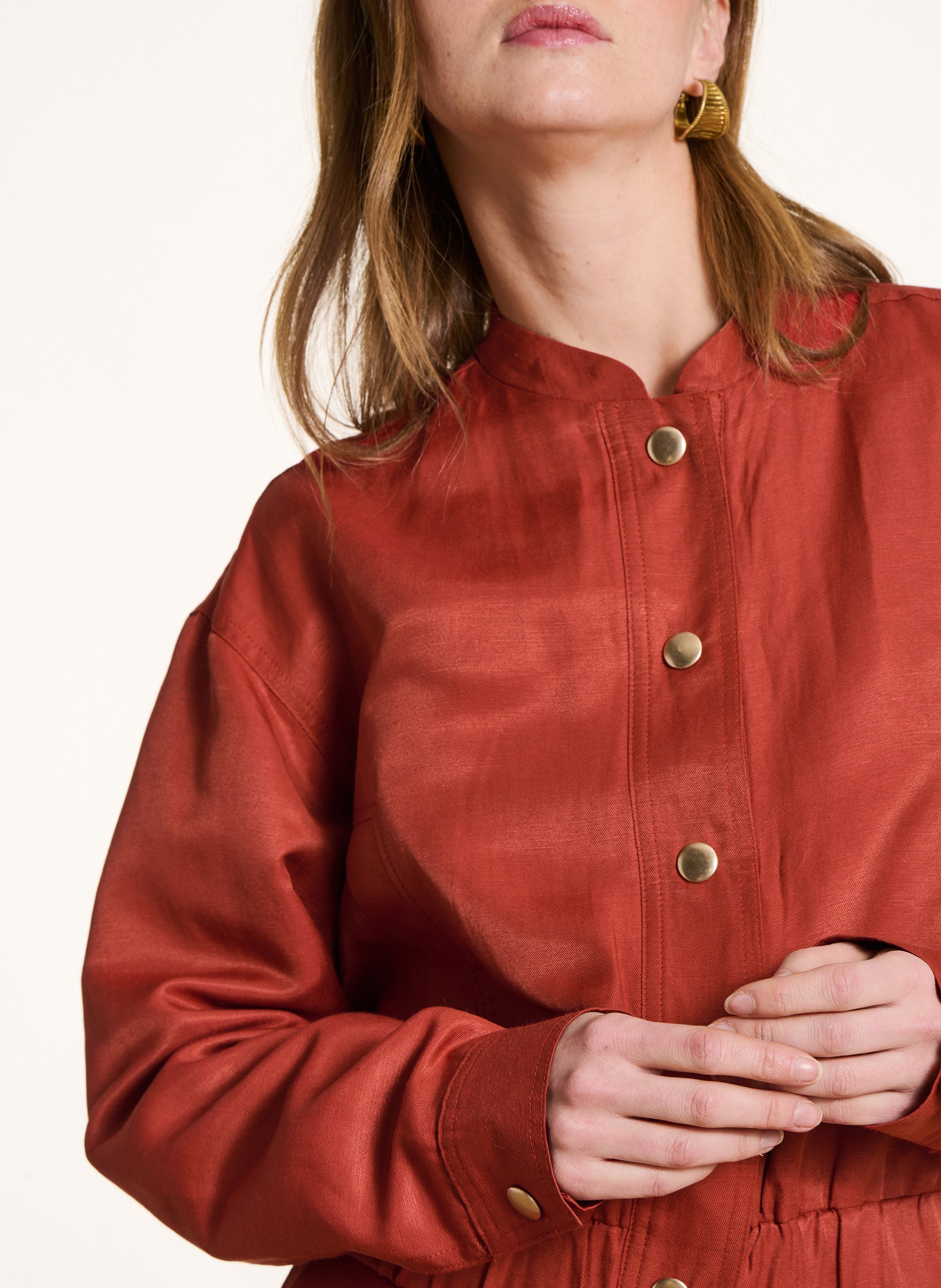 Jasje met klassieke kraag - linnenblend LA FEE MARABOUTEE Oranje