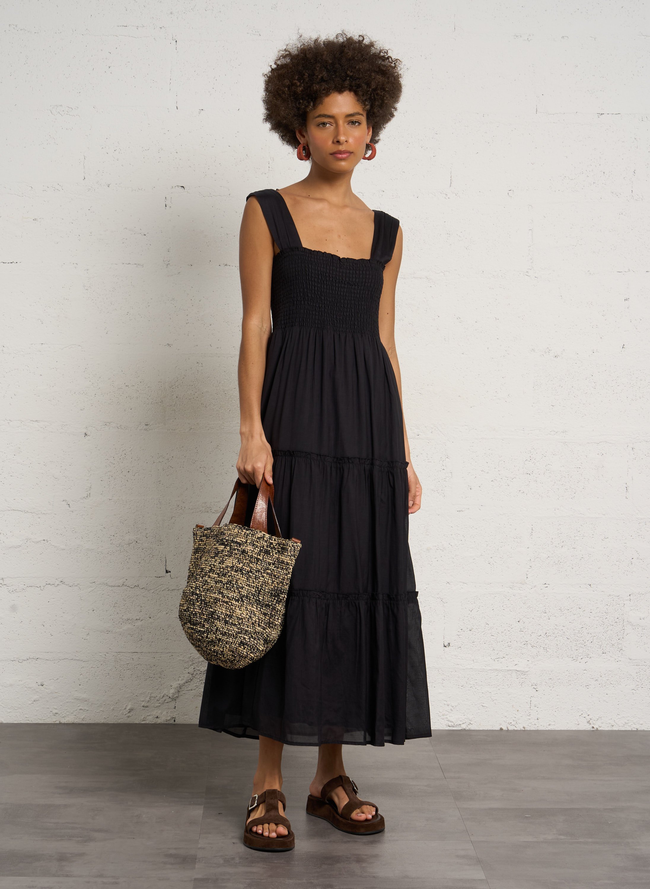 Langes Kleid mit Volants PETITE MENDIGOTE Schwarz