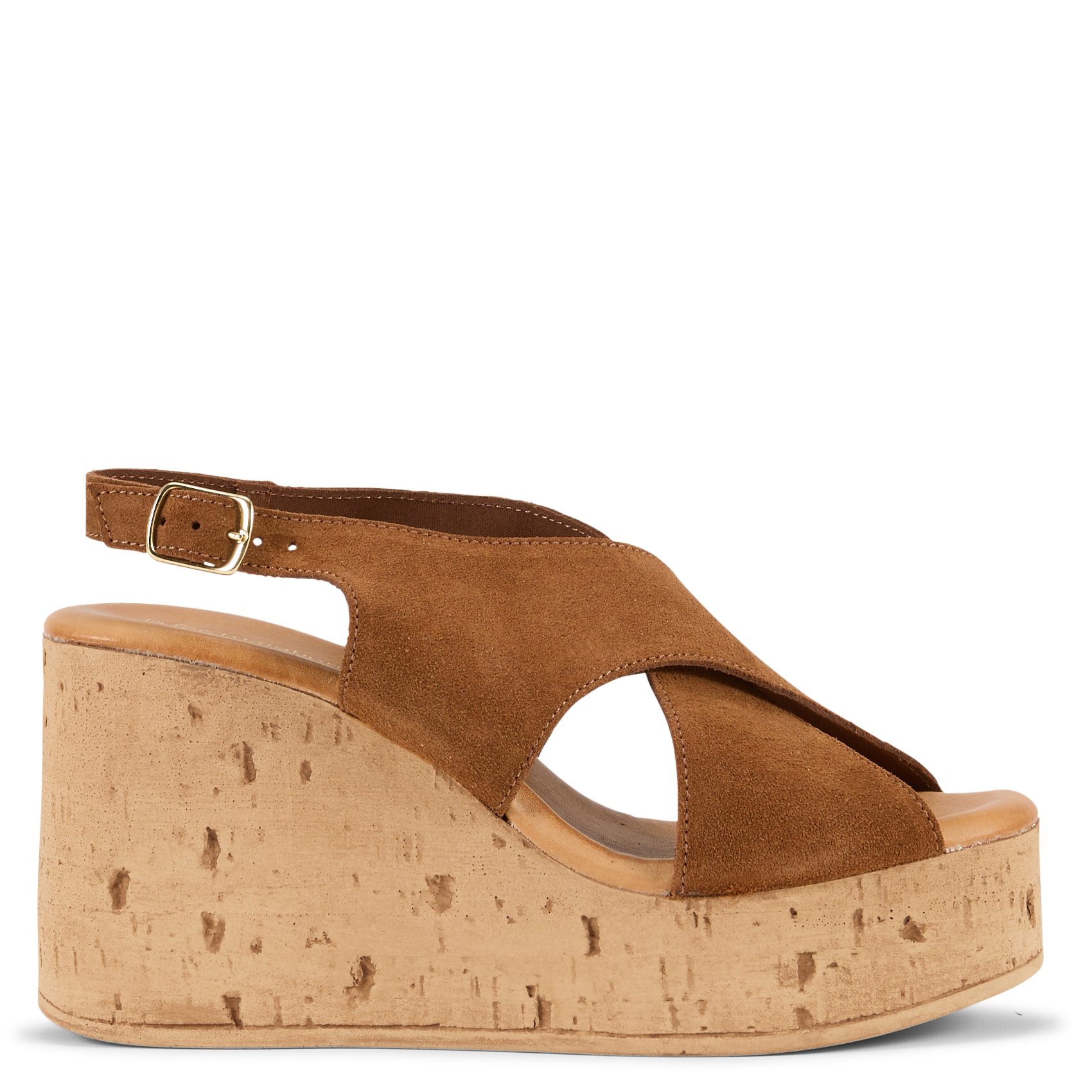 Sandales compensées en cuir LA FEE MARABOUTEE Marron