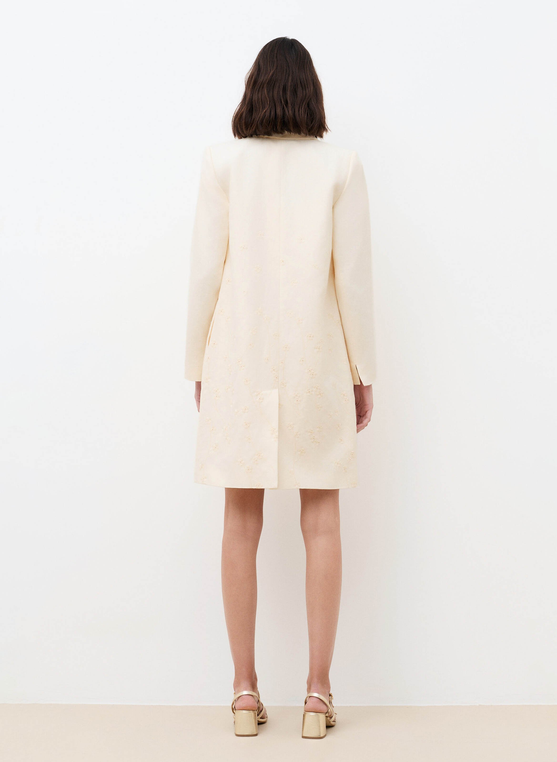 Veste col tailleur en coton mélangé CAROLL Beige
