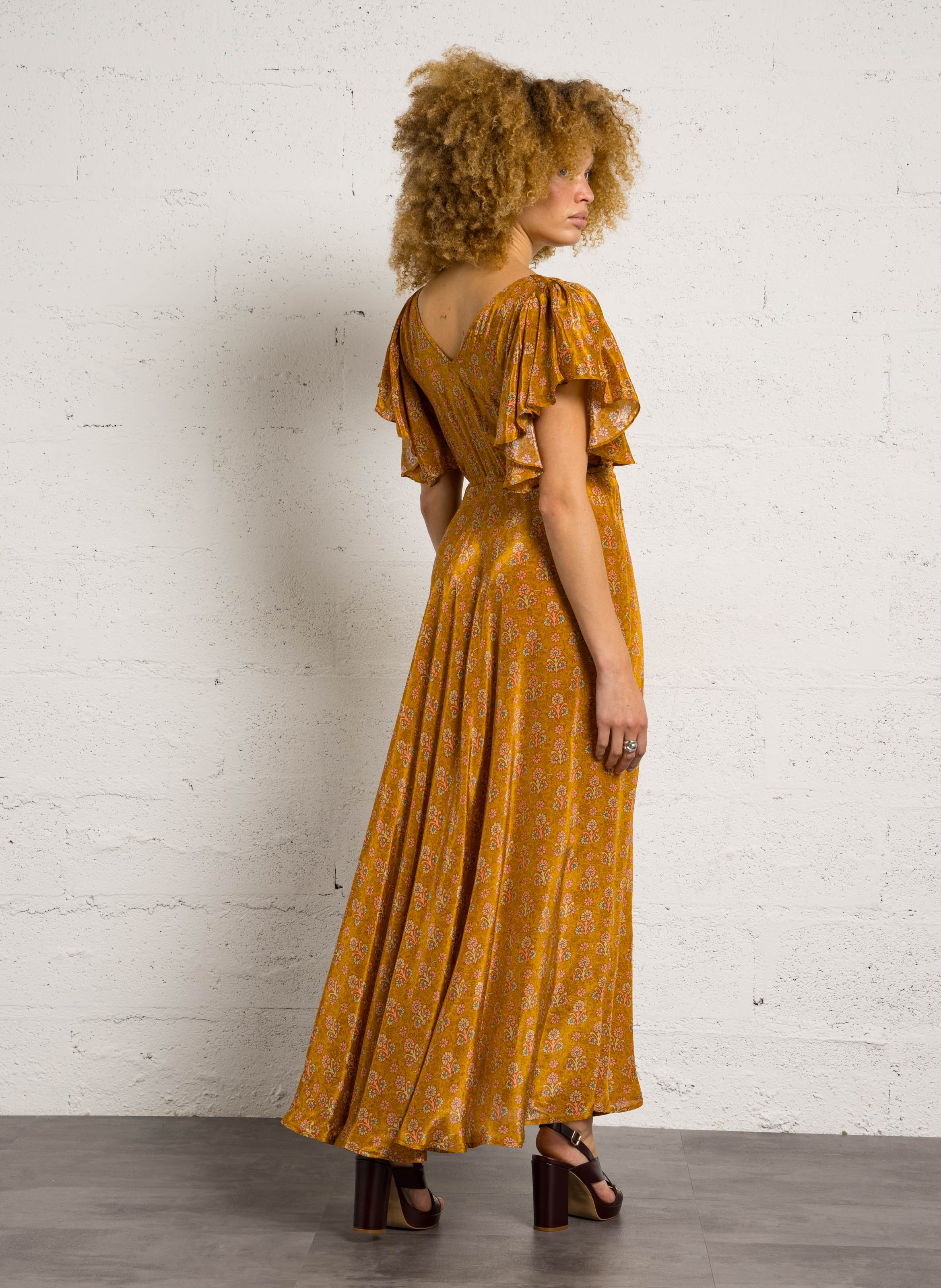 Lange, rechte en soepelvallende jurk Ohio MES DEMOISELLES Oranje