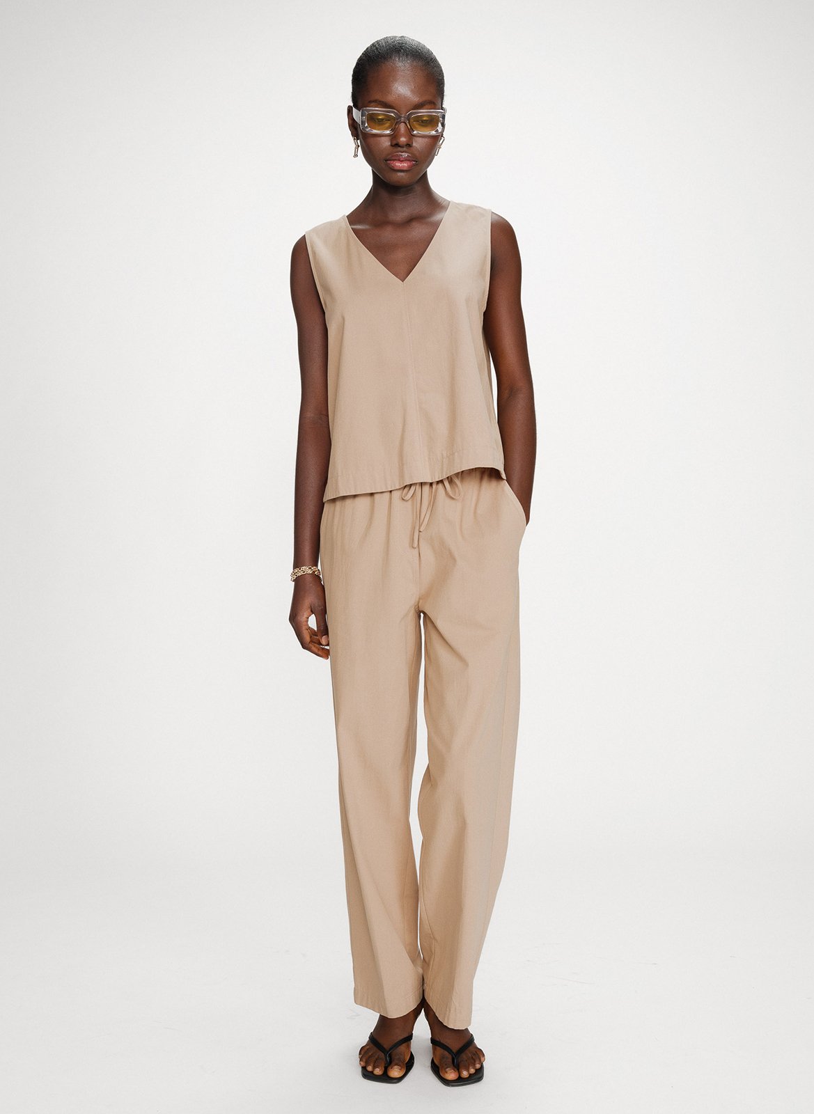 Top col v  GRACE ET MILA Beige