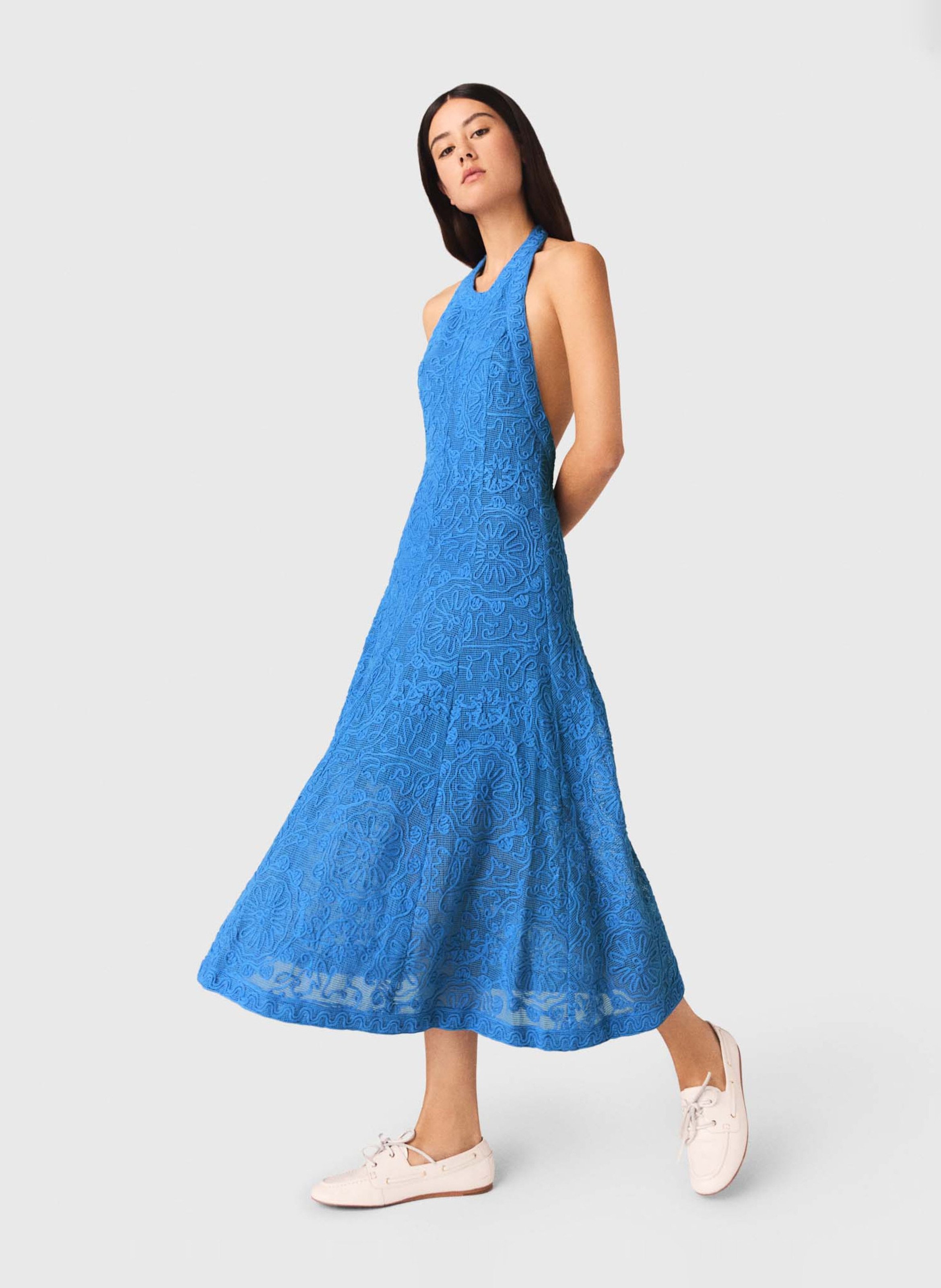 Long cotton dress MAJE Blue