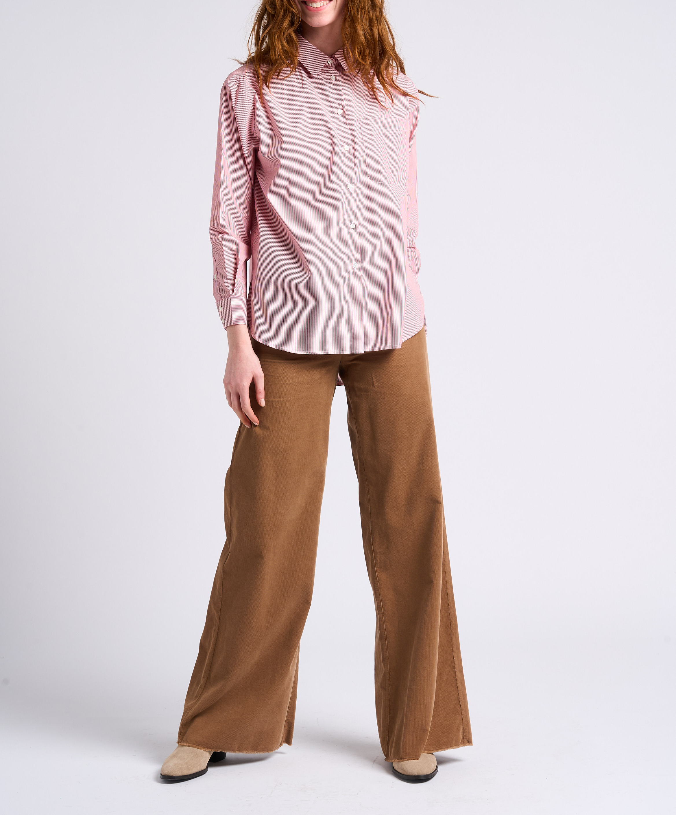 Gestreifte Baumwollbluse mit klassischem Kragen MAX&Co. Mehrfarbig