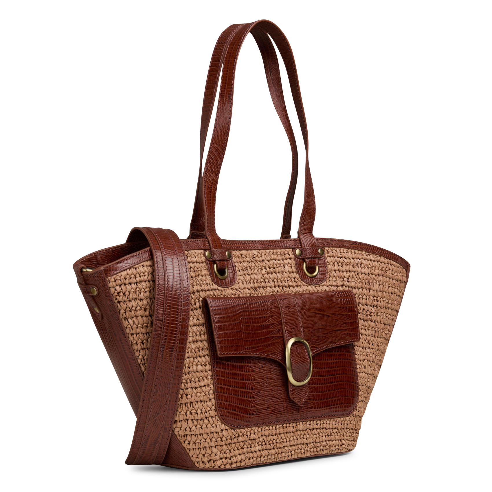 Bolso shopper de rafia MAISON 123 Marron