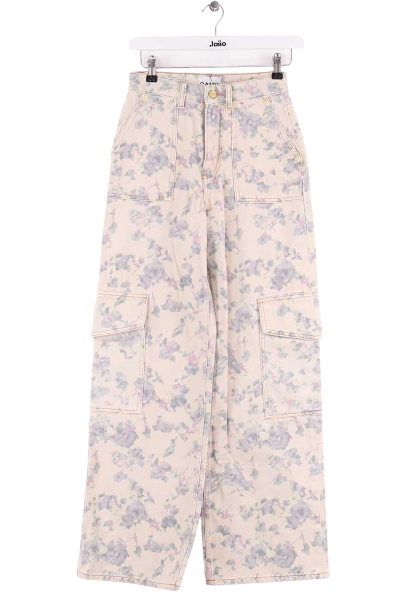 Straight cotton-blend pants GANNI - Seconde Main Beige