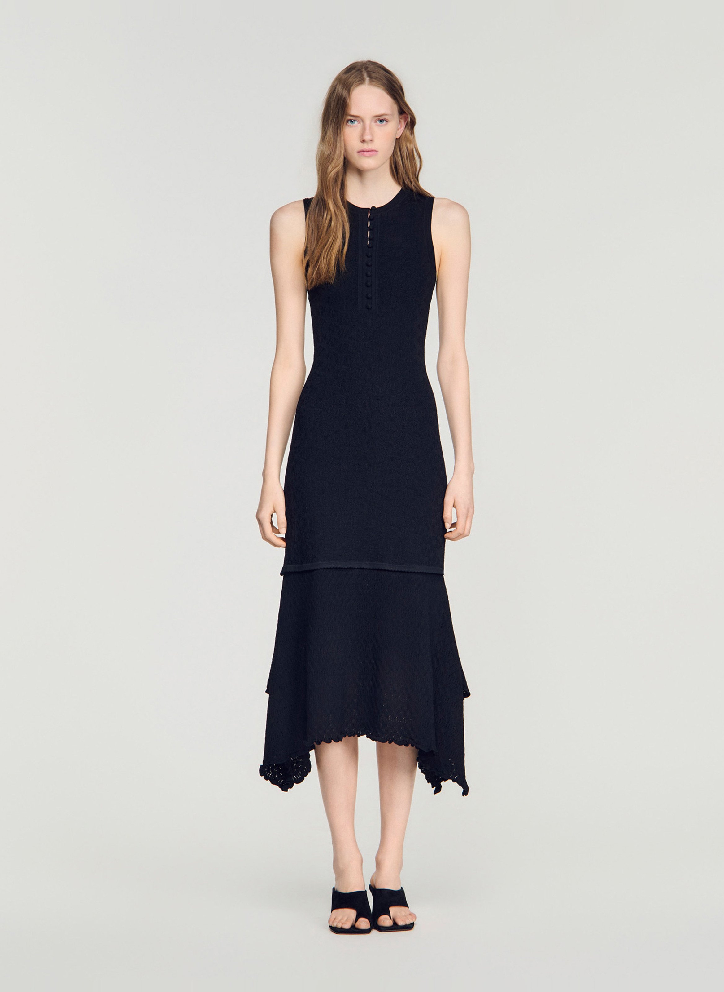 Robe midi évasée SANDRO Noir
